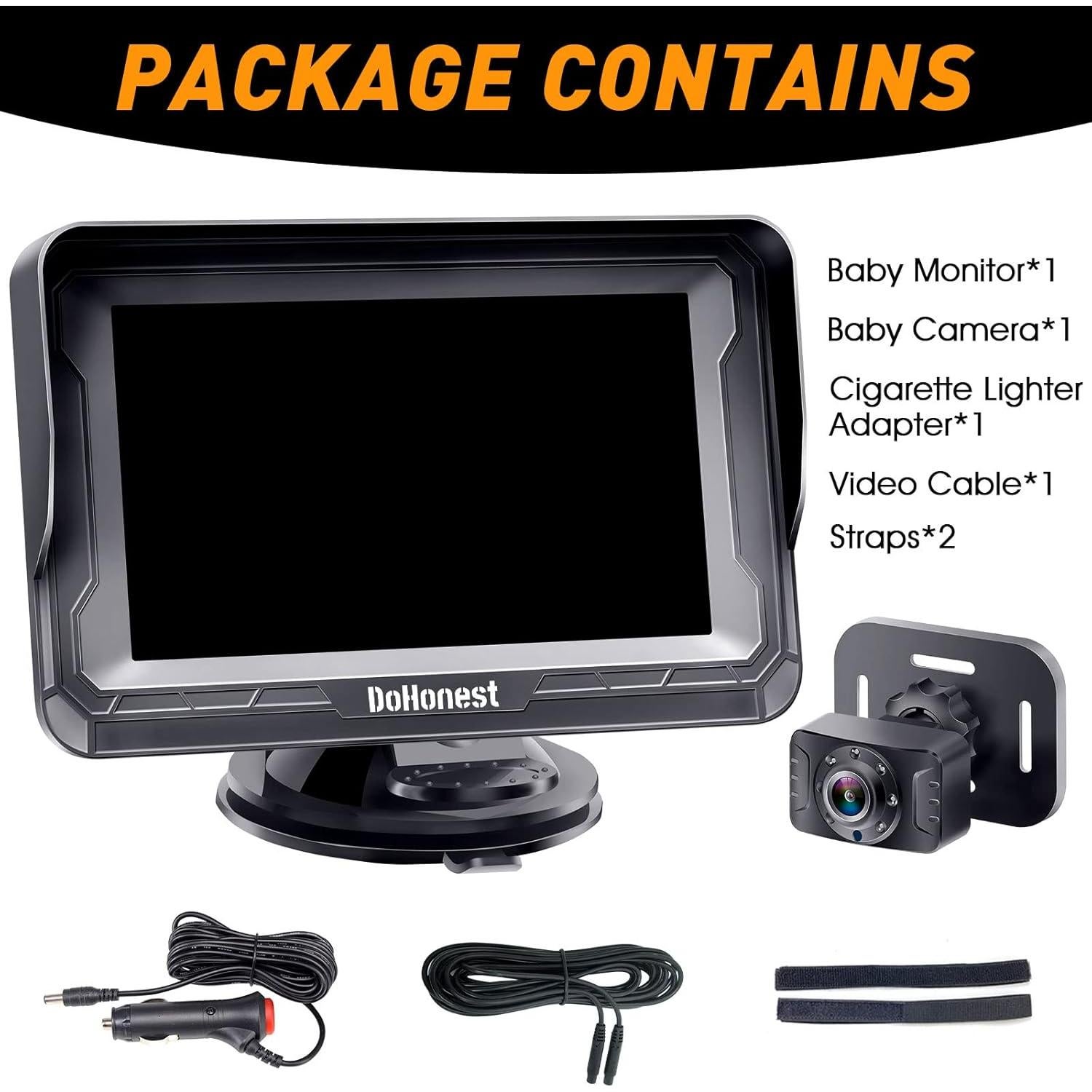 Cámara de Auto para Bebés DoHonest HD 1080P - Visión Nocturna