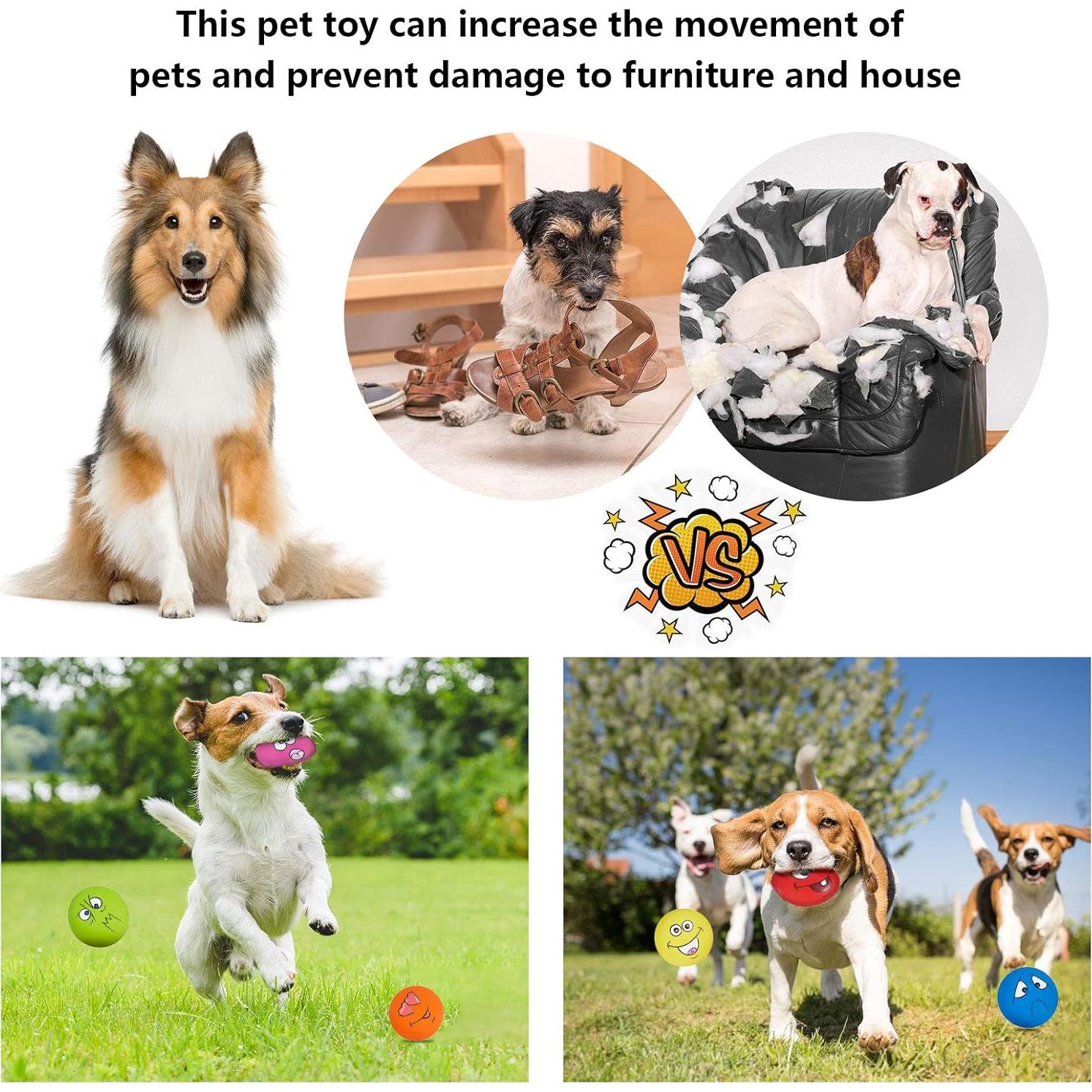 Juguete para Perro Xinyun 6 Pelotas Squeaky Caucho Suave