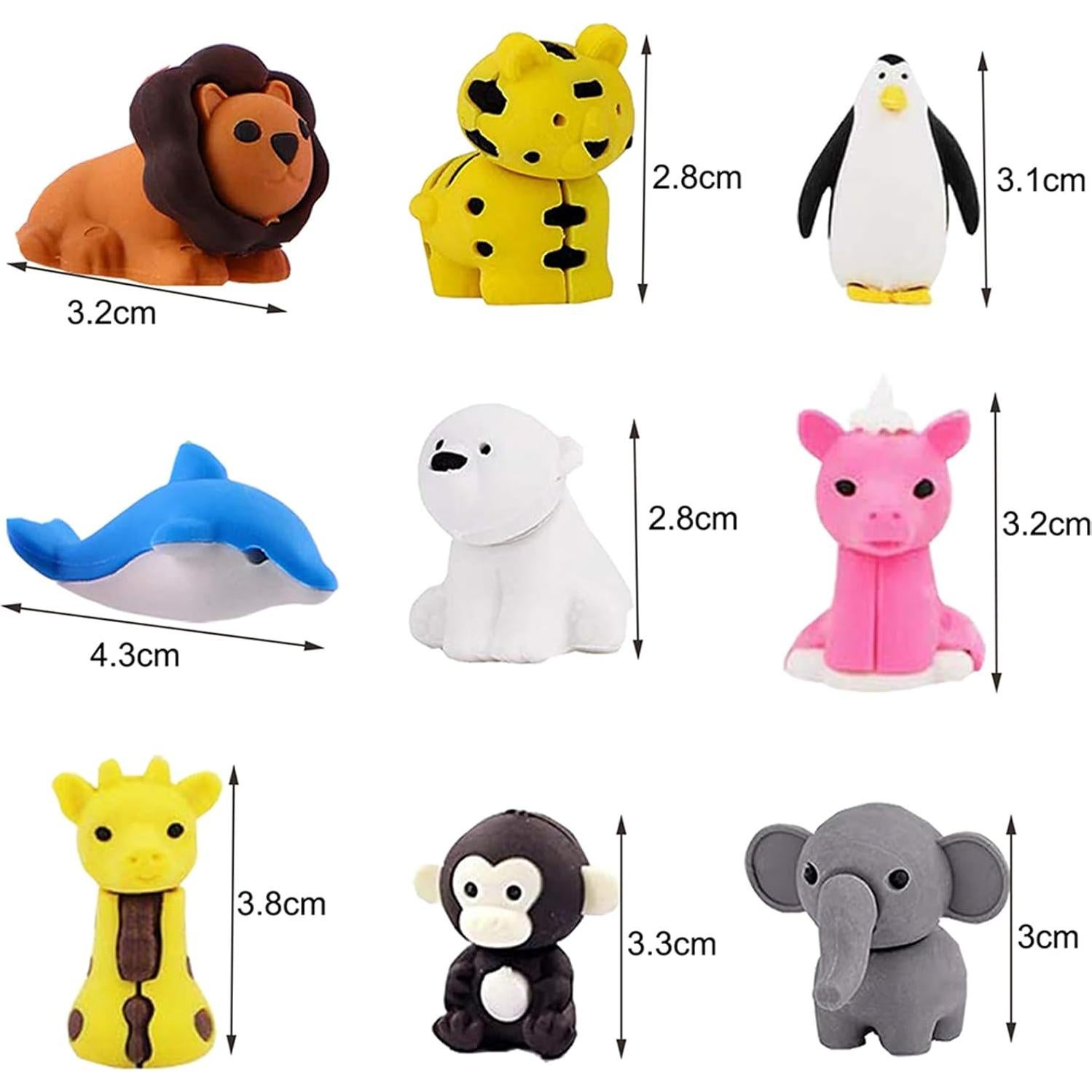 60 Gomas de Borrar de Animales URSKYTOUS para Niños