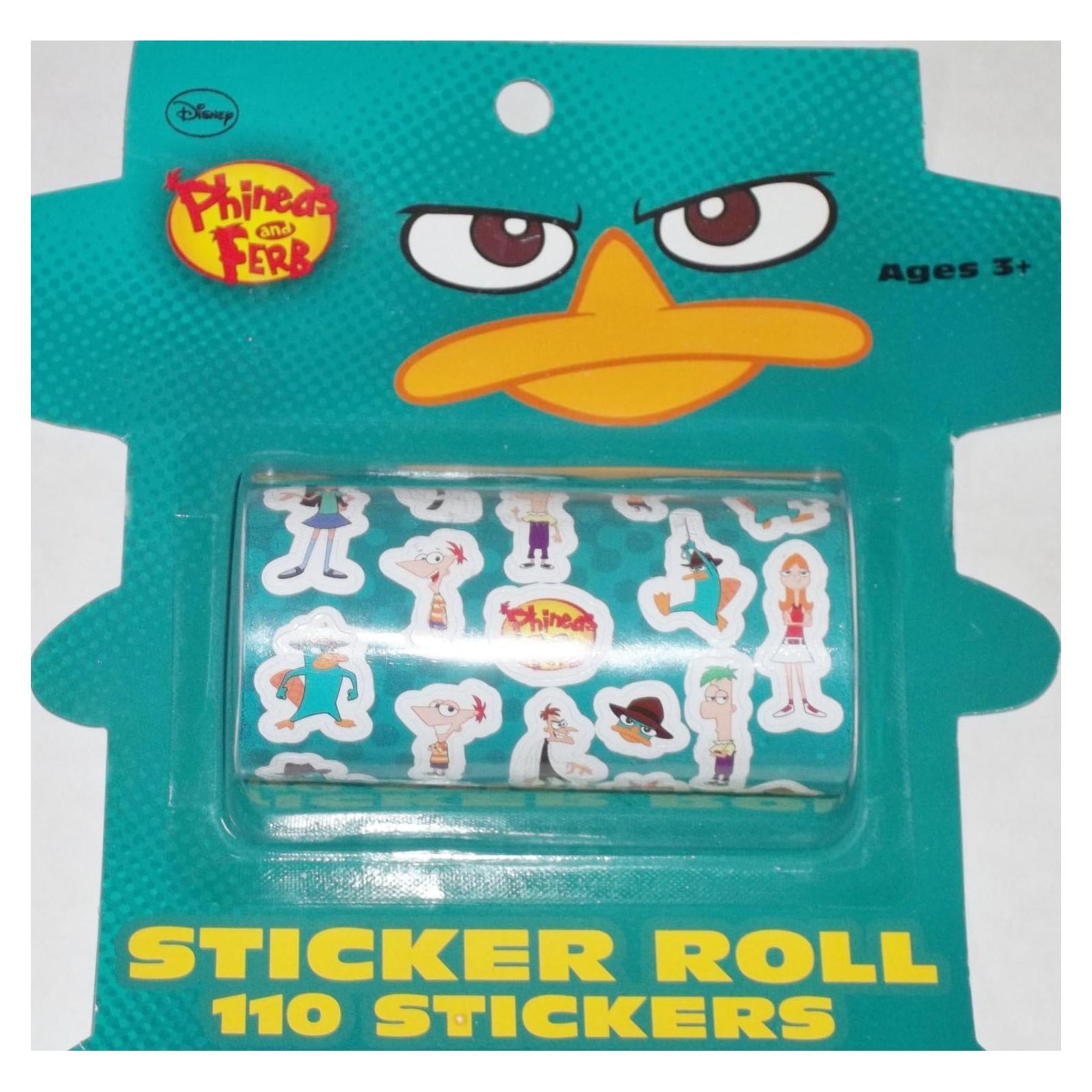 Rollo de Stickers Disney Phineas y Ferb 110 Piezas