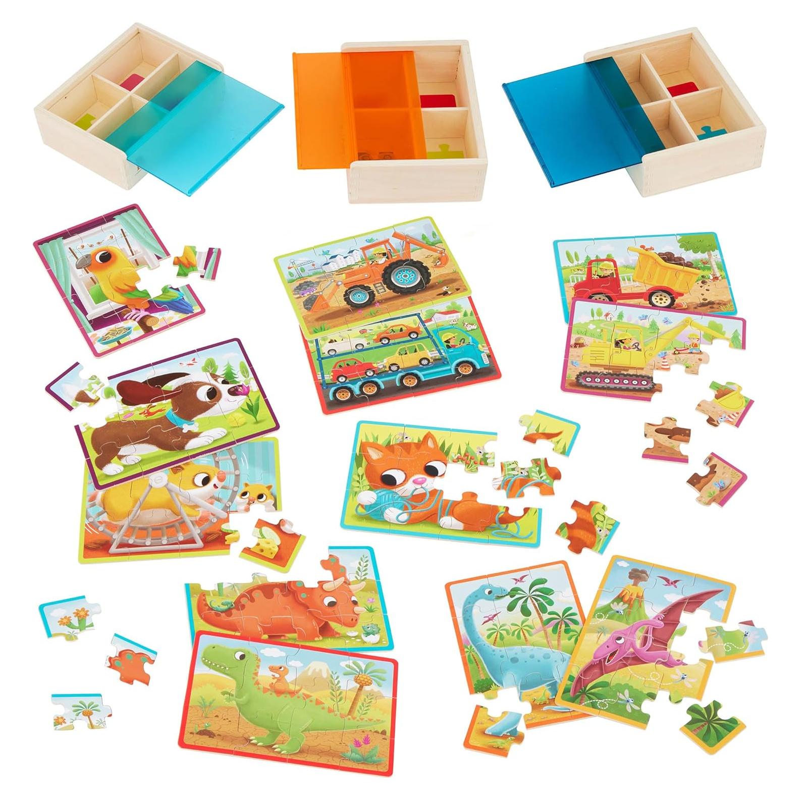 Rompecabezas de Madera B. toys 3-Pack Mascotas y Dinos