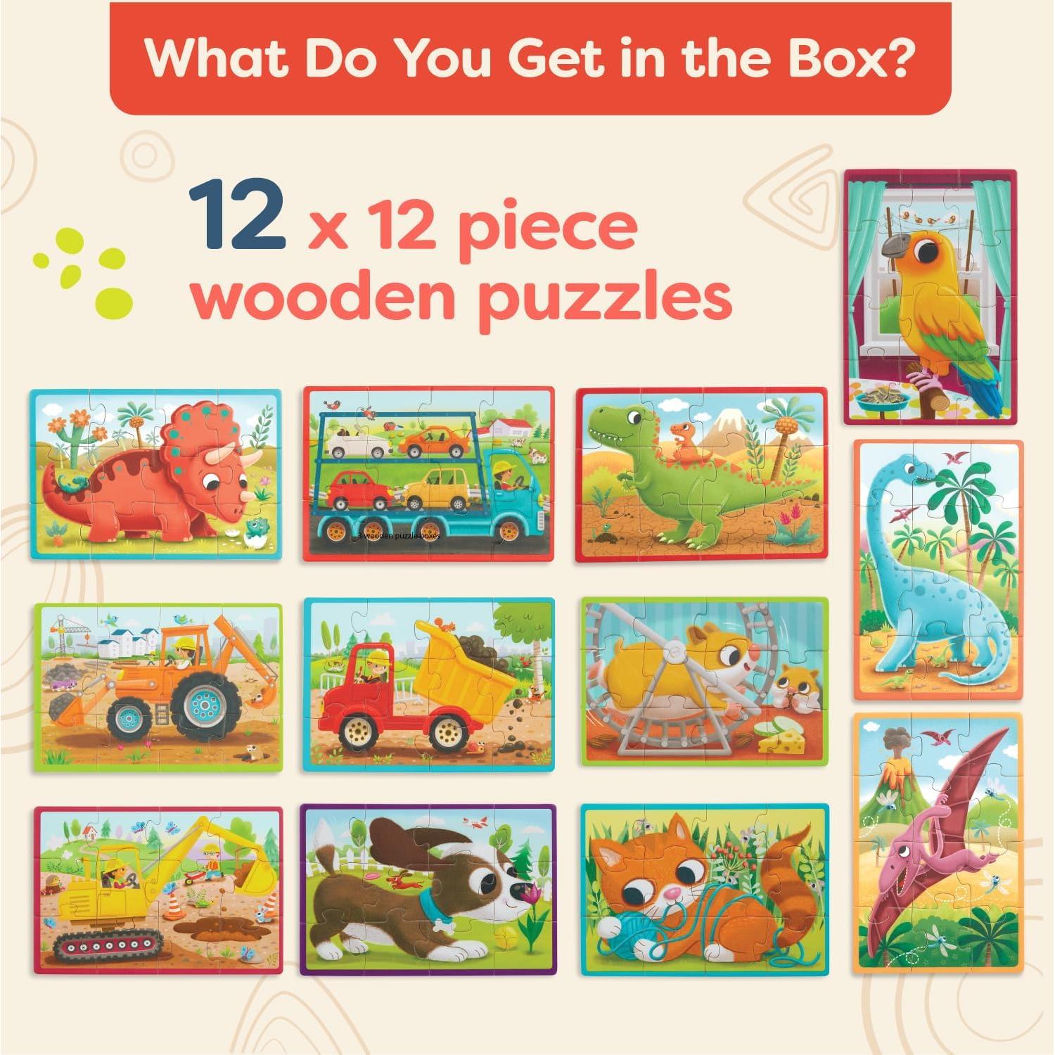 Rompecabezas de Madera B. toys 3-Pack Mascotas y Dinos