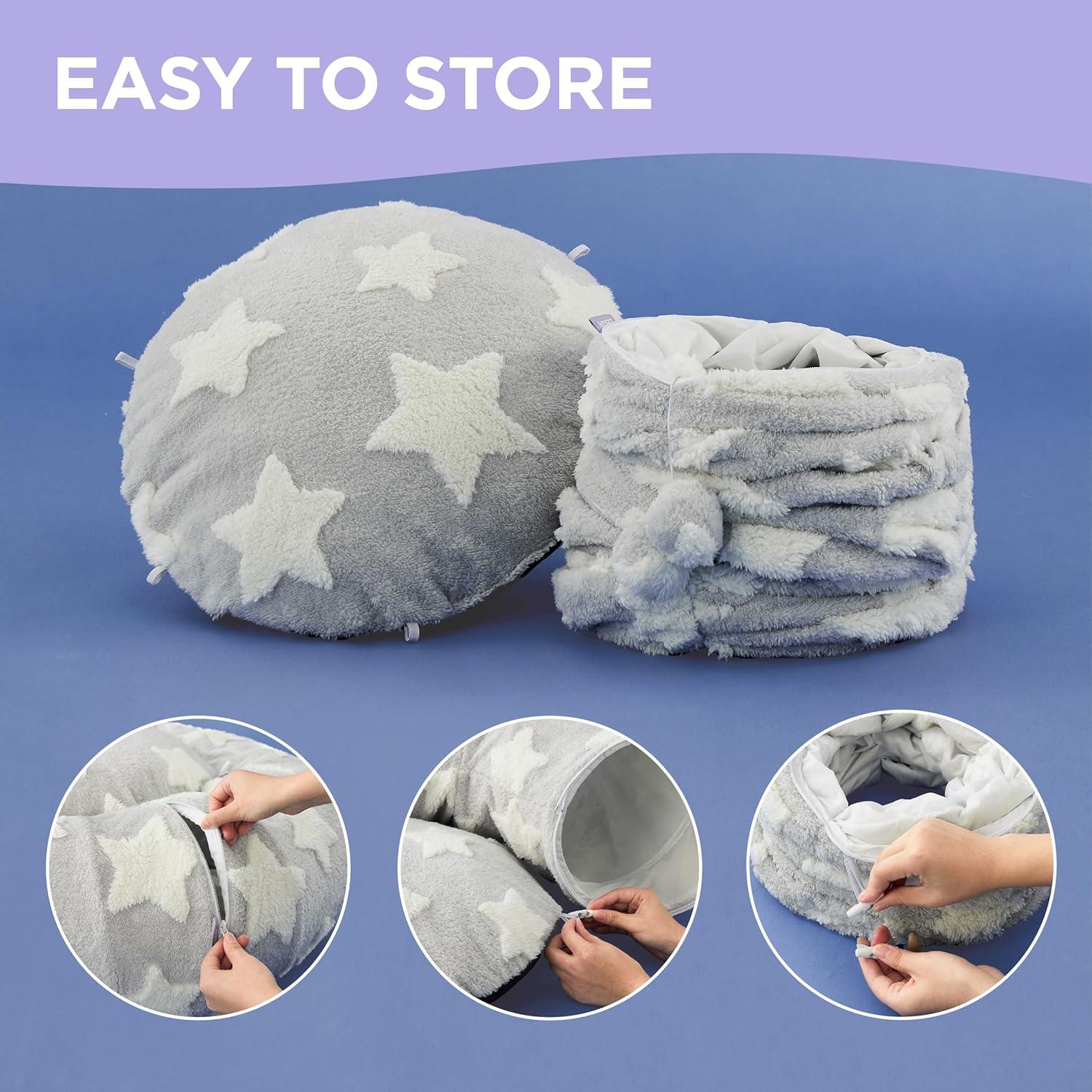 Cama túnel para gatos Lesure gris 2 en 1 con cojín