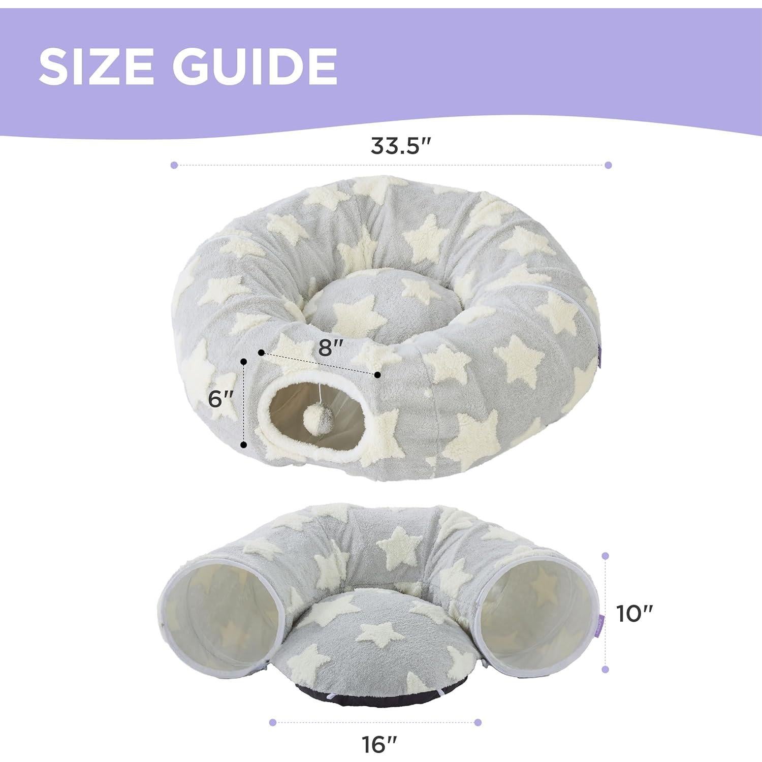 Cama túnel para gatos Lesure gris 2 en 1 con cojín