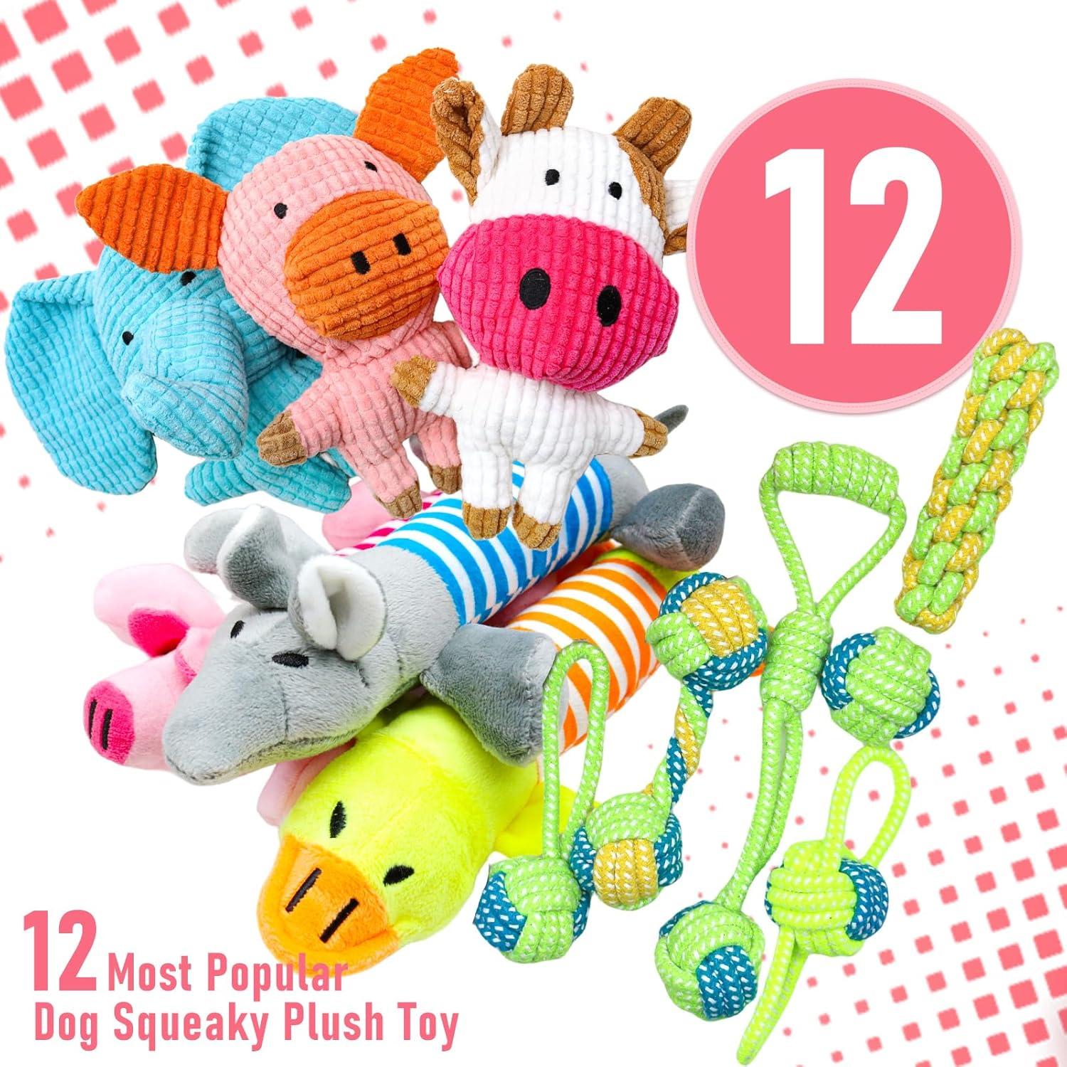 Juguetes de Peluche Squeaky Mruq Pet 12 Piezas para Perros