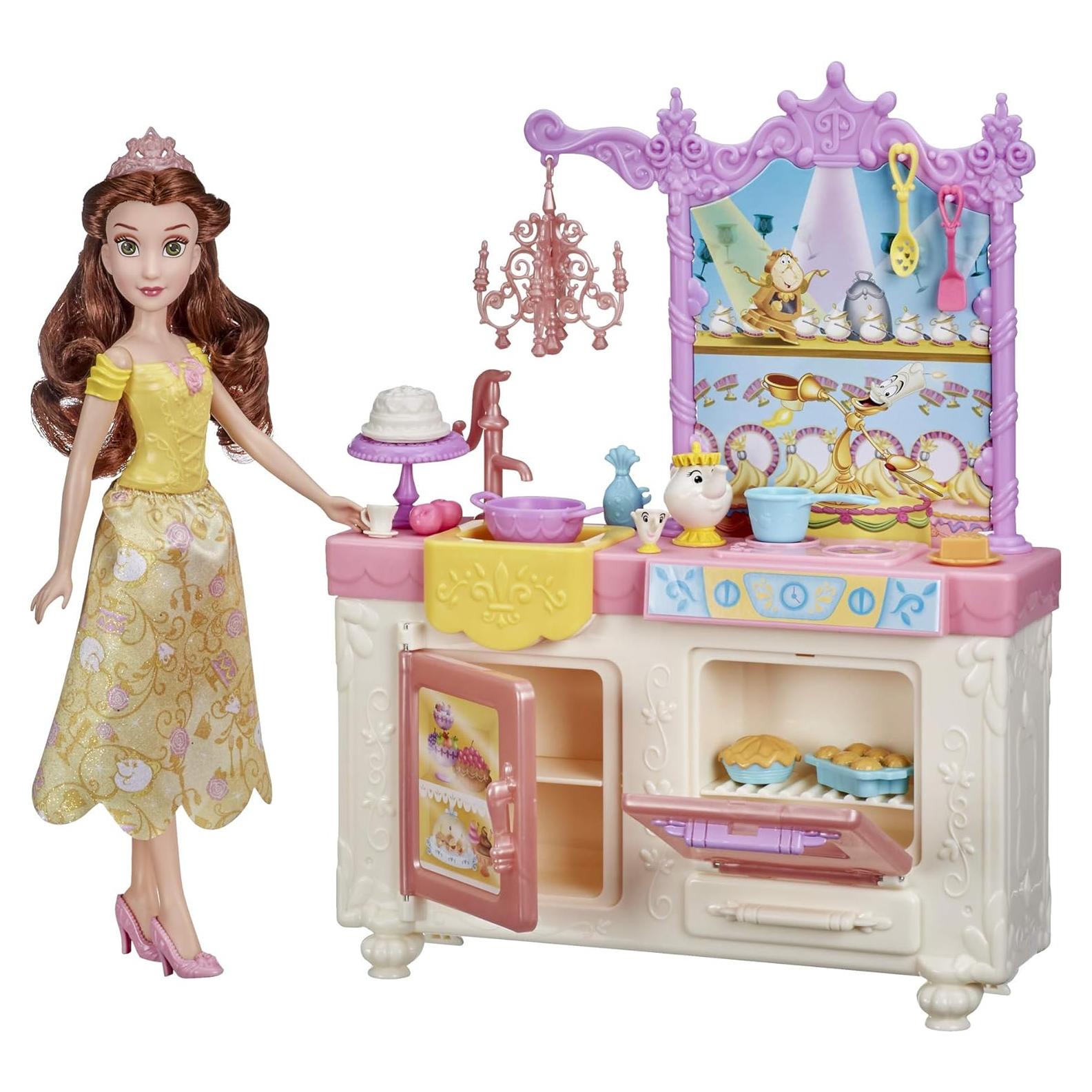 Cocina Real de Belle Disney + Muñeca y 13 Accesorios