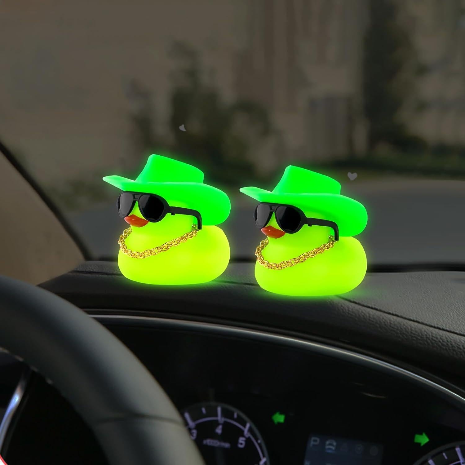 Pato de Goma Noctilucente Wonuu Verde con Gafas y Sombrero