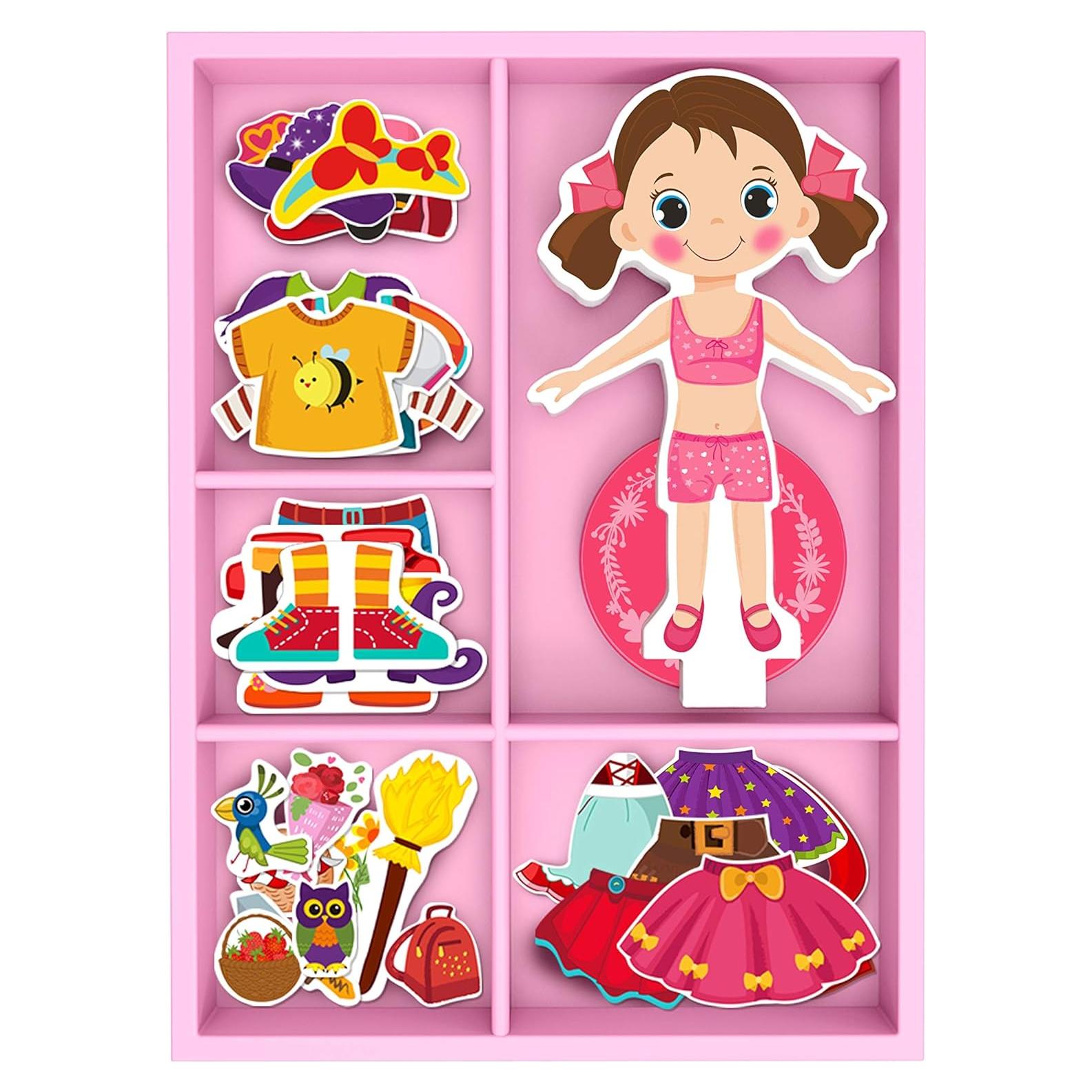 Muñeca de Madera Magnética TOYSTER con 30 Vestuarios