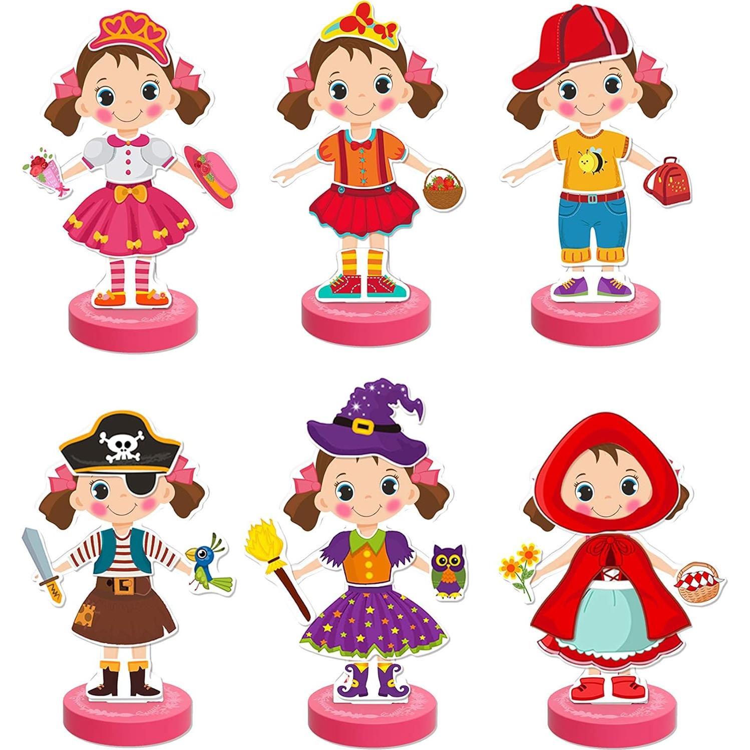 Muñeca de Madera Magnética TOYSTER con 30 Vestuarios