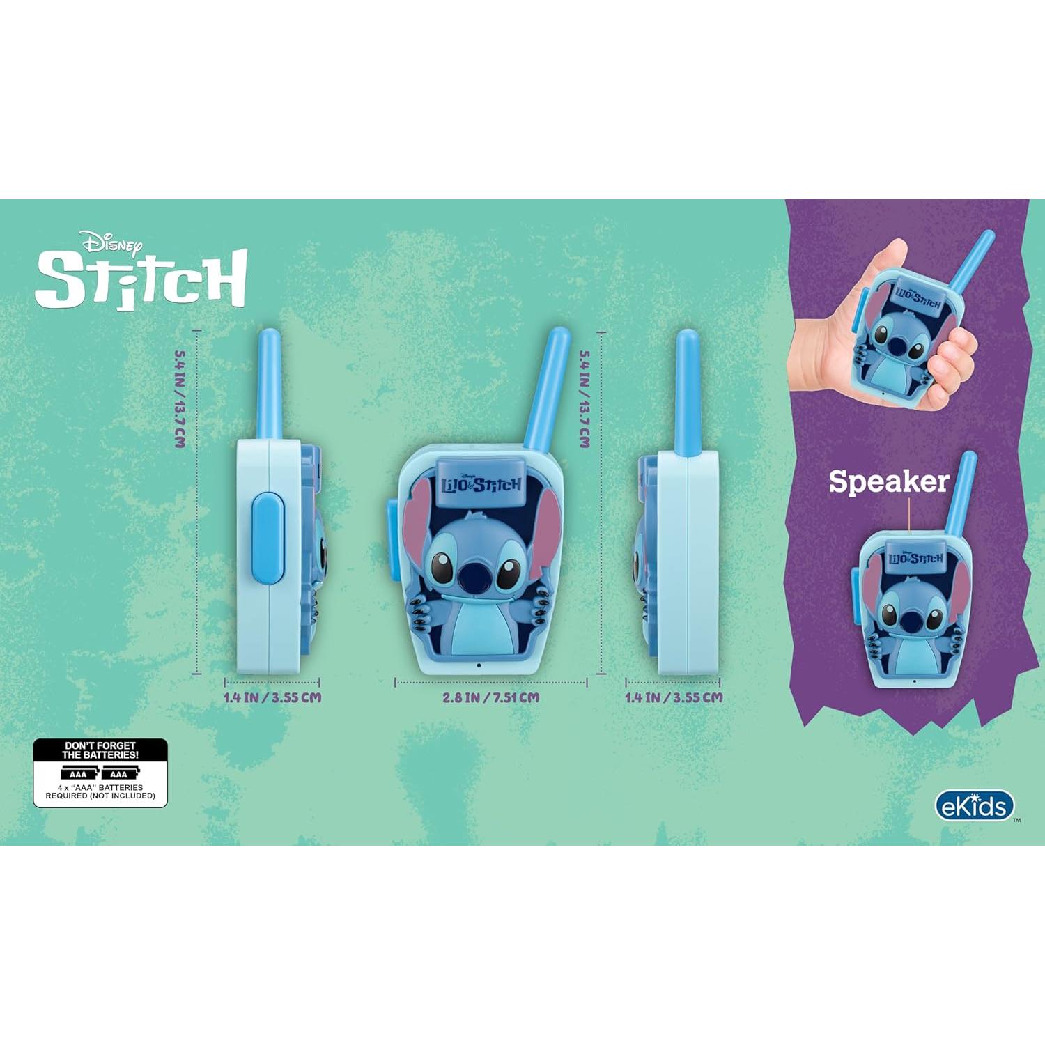 Walkie Talkies eKids Stitch para Niños, 228 m de Rango