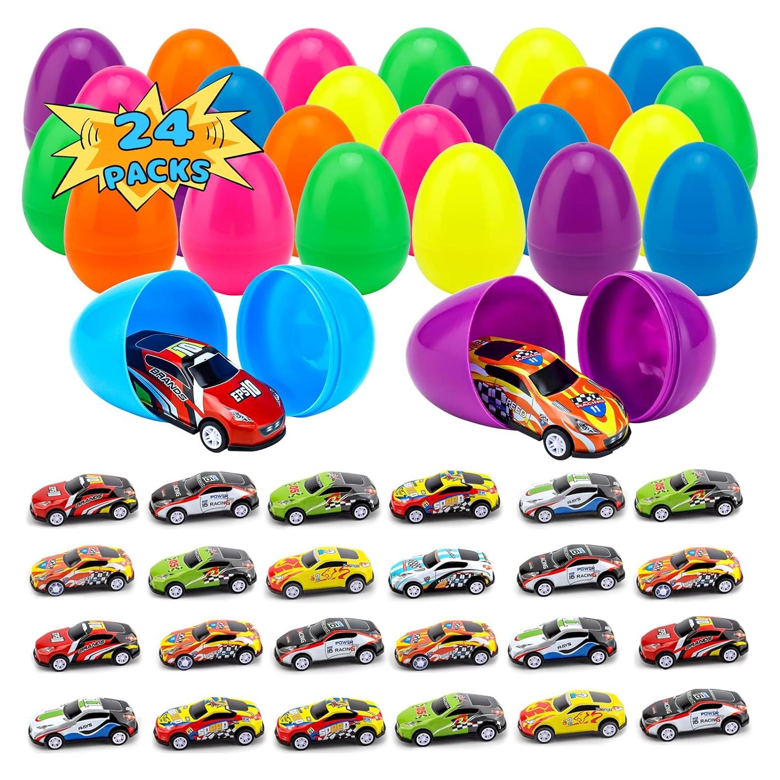 Paquete de 24 Huevos de Pascua AUUGUU con Coches Rellenos