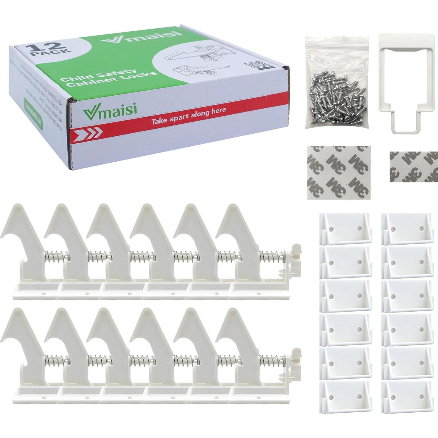 12 Cerraduras de Gabinete Vmaisi Seguridad Niños Adhesivo