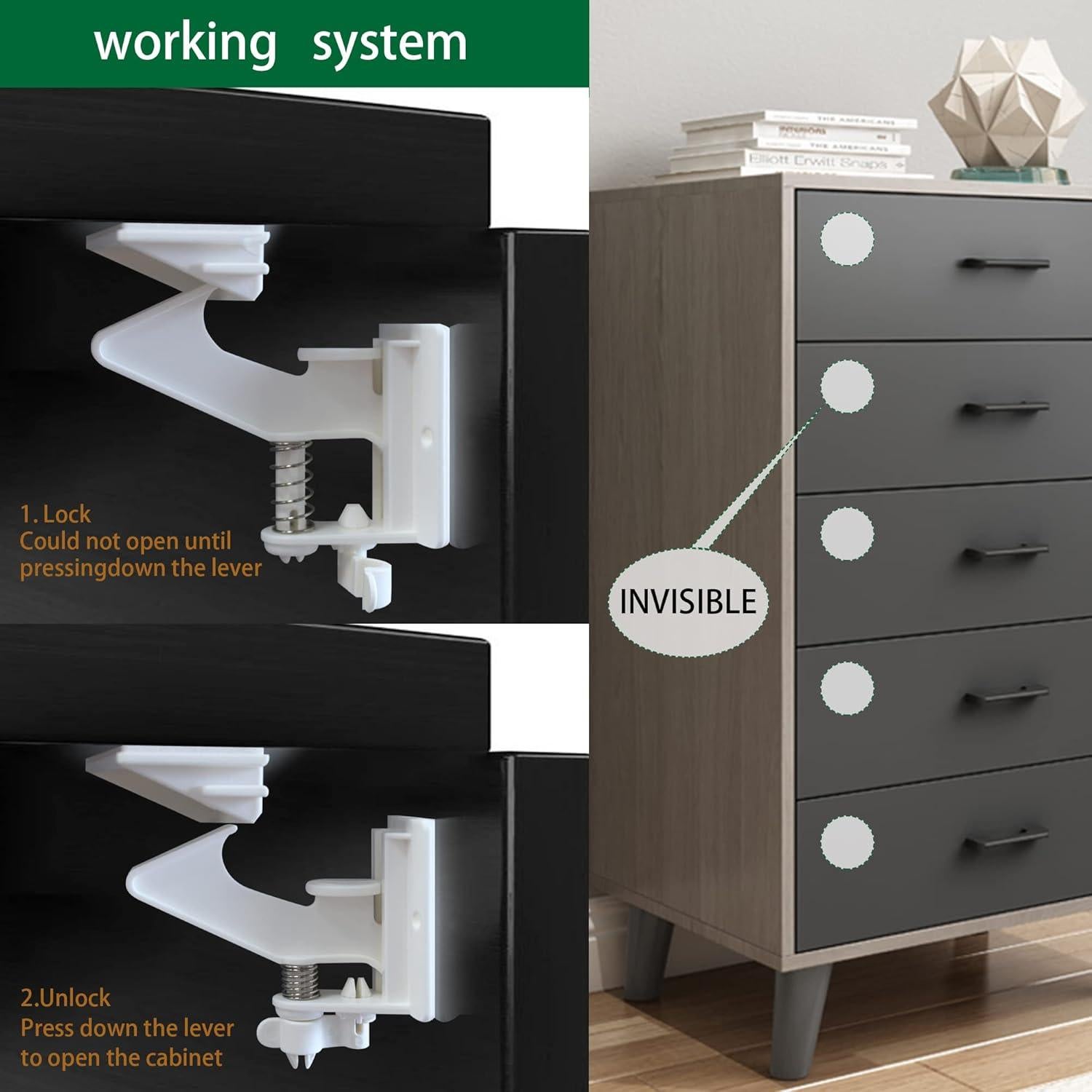 12 Cerraduras de Gabinete Vmaisi Seguridad Niños Adhesivo