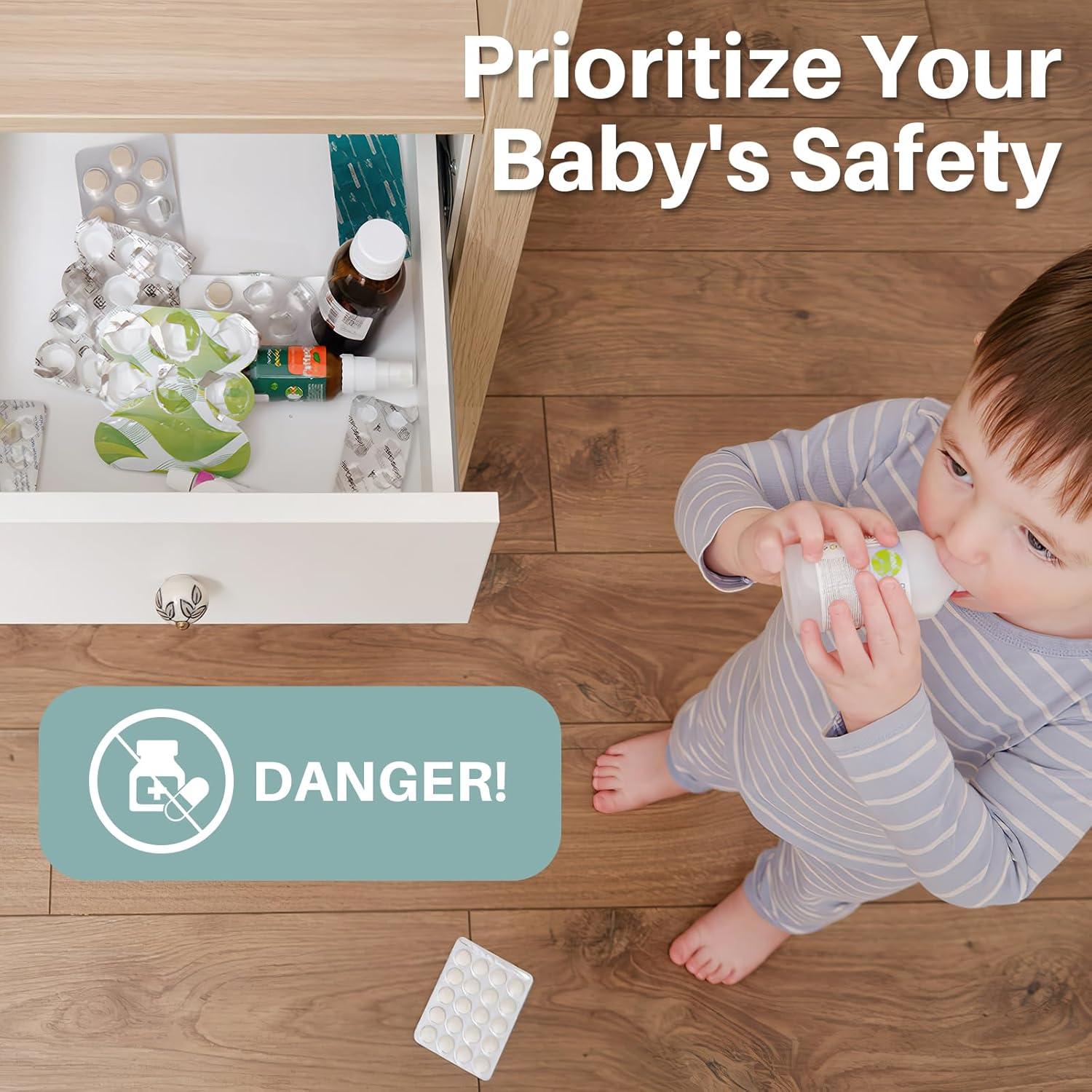 Cerraduras de Gabinete Inaya para Niños - 8 Paquete con Adhesivo 3M