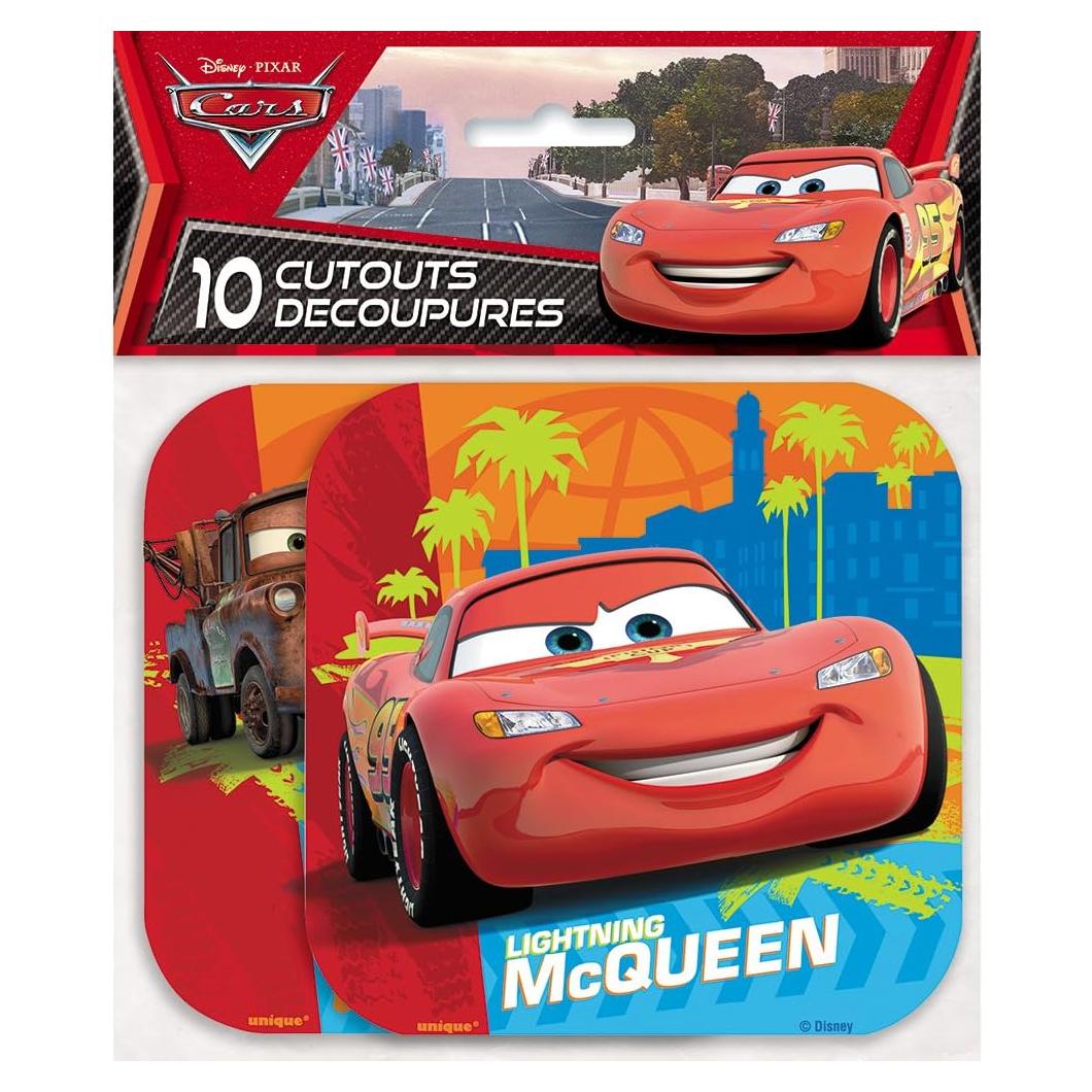 Decoraciones de Papel Disney Cars Unique - 10 Piezas
