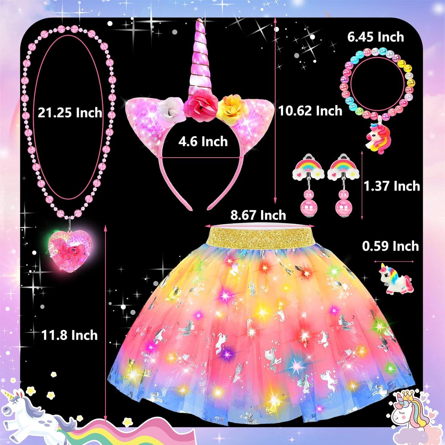 Vestido de Princesa Unicornio LED YAOOBEY para Niñas 4-6 Años