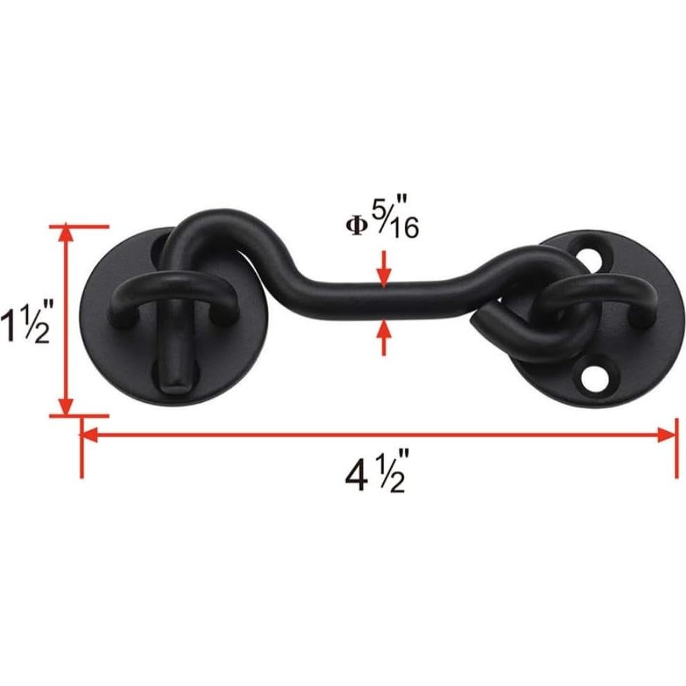 Gancho y Pestillo de Privacidad Raswik 10 cm Negro