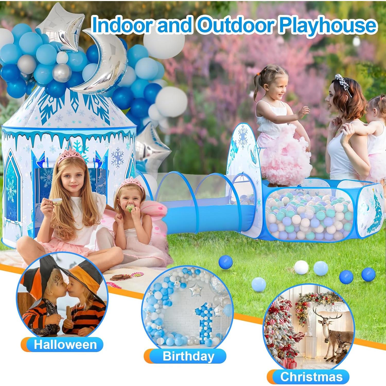 Tienda de Juego 3 en 1 Frozen - Casa, Túnel y Pelotas