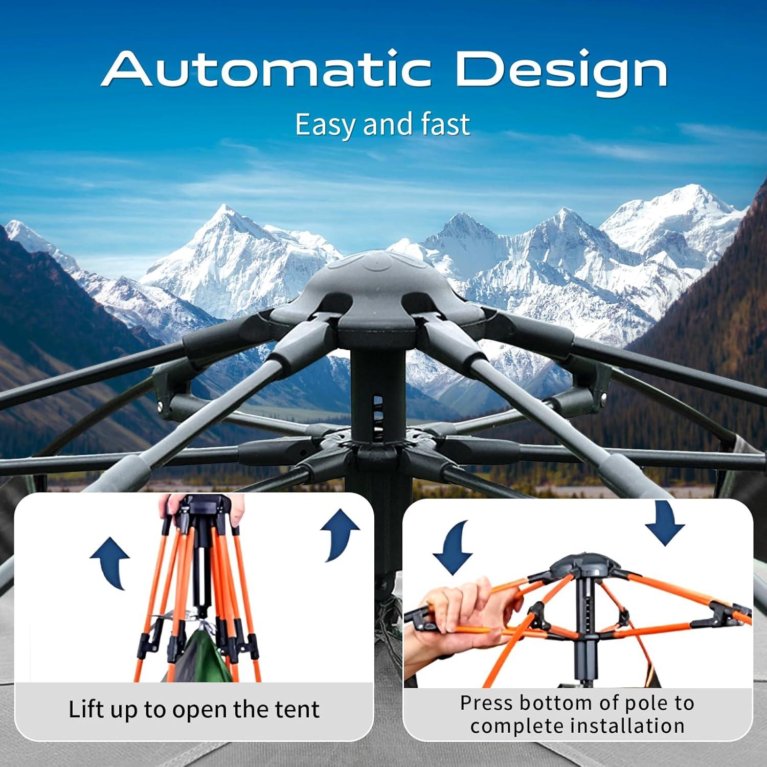 Carpa Hewolf para 4 Personas - Impermeable y Rápida Instalación