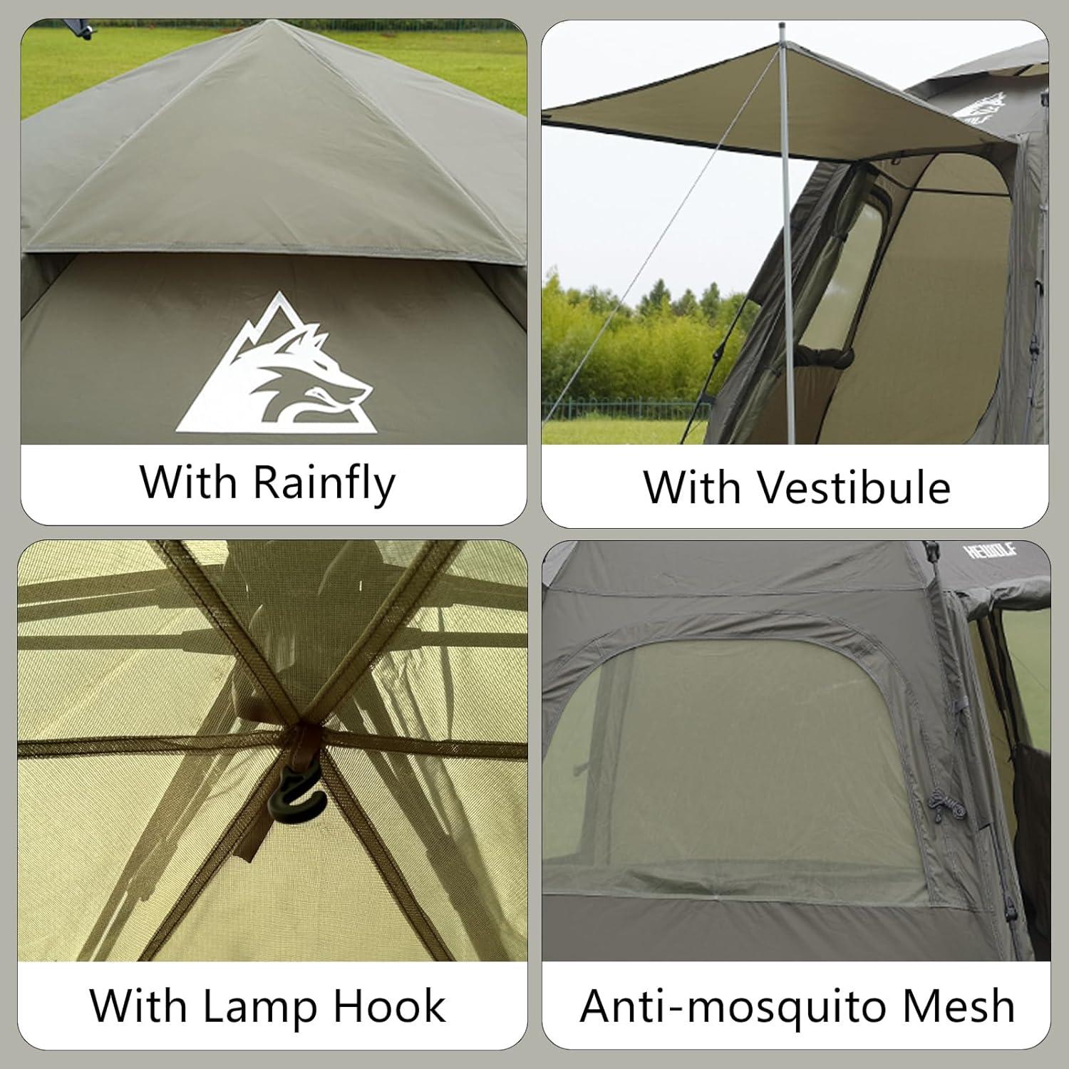 Carpa Hewolf para 4 Personas - Impermeable y Rápida Instalación