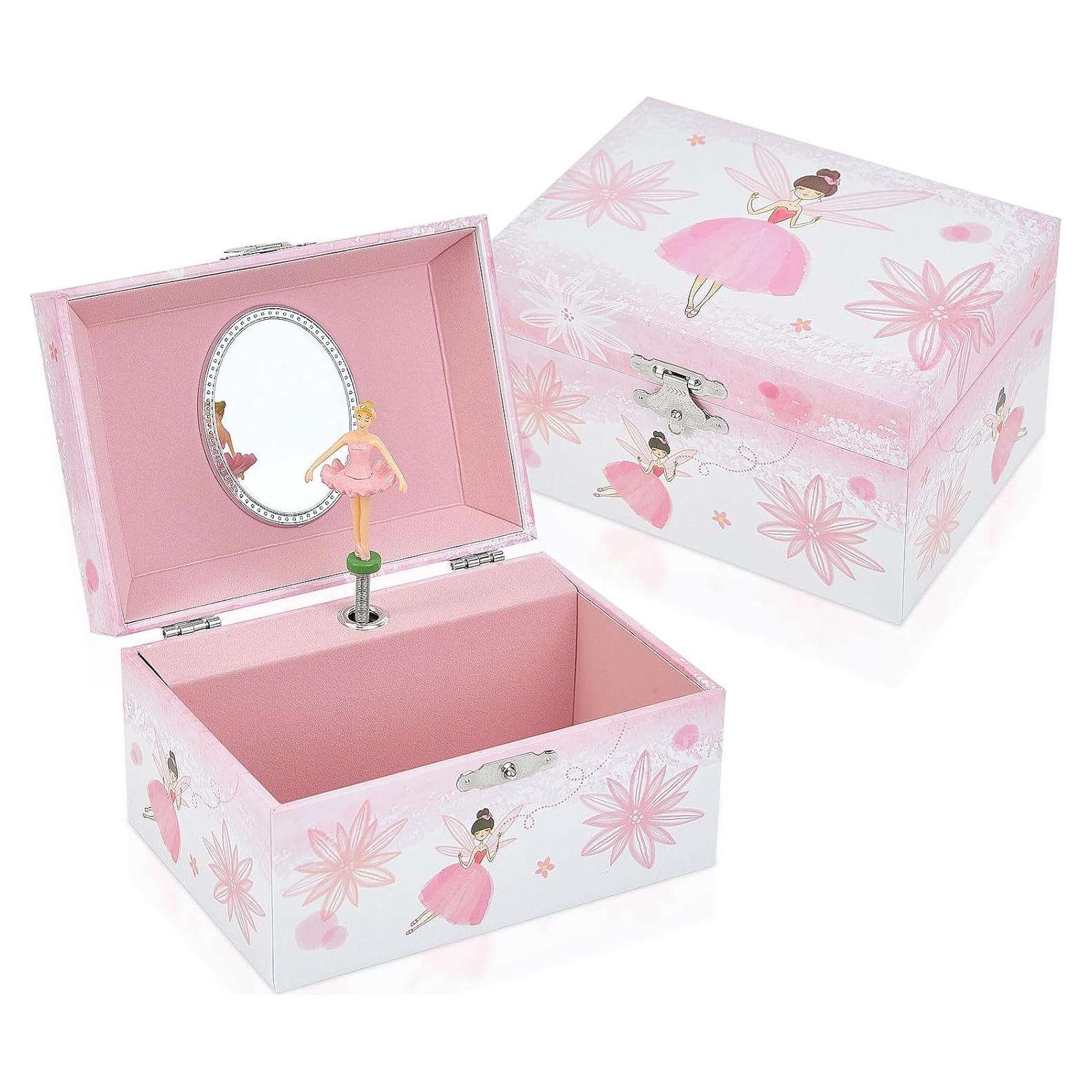 Caja de Música TAOPU Hada Rosa con Espejo y Joyería
