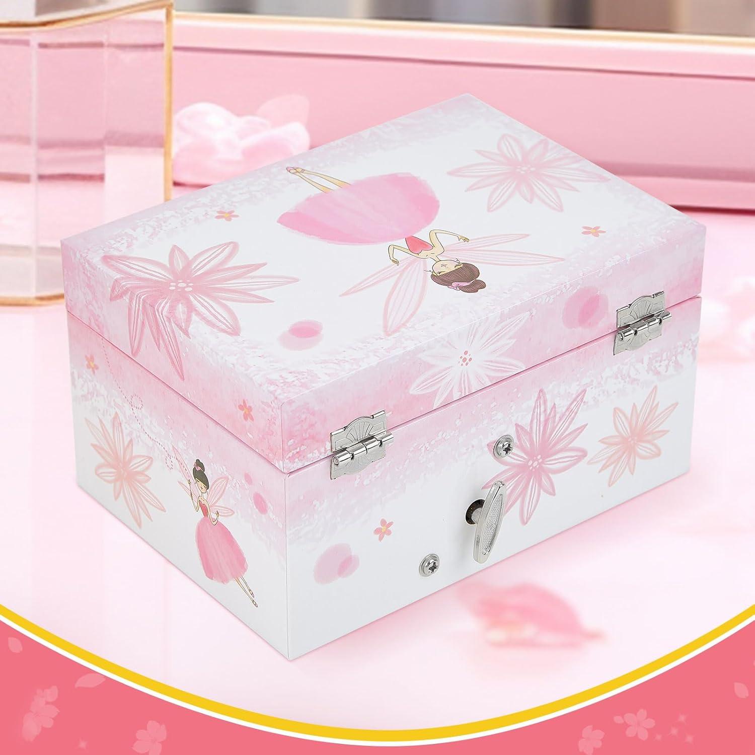 Caja de Música TAOPU Hada Rosa con Espejo y Joyería