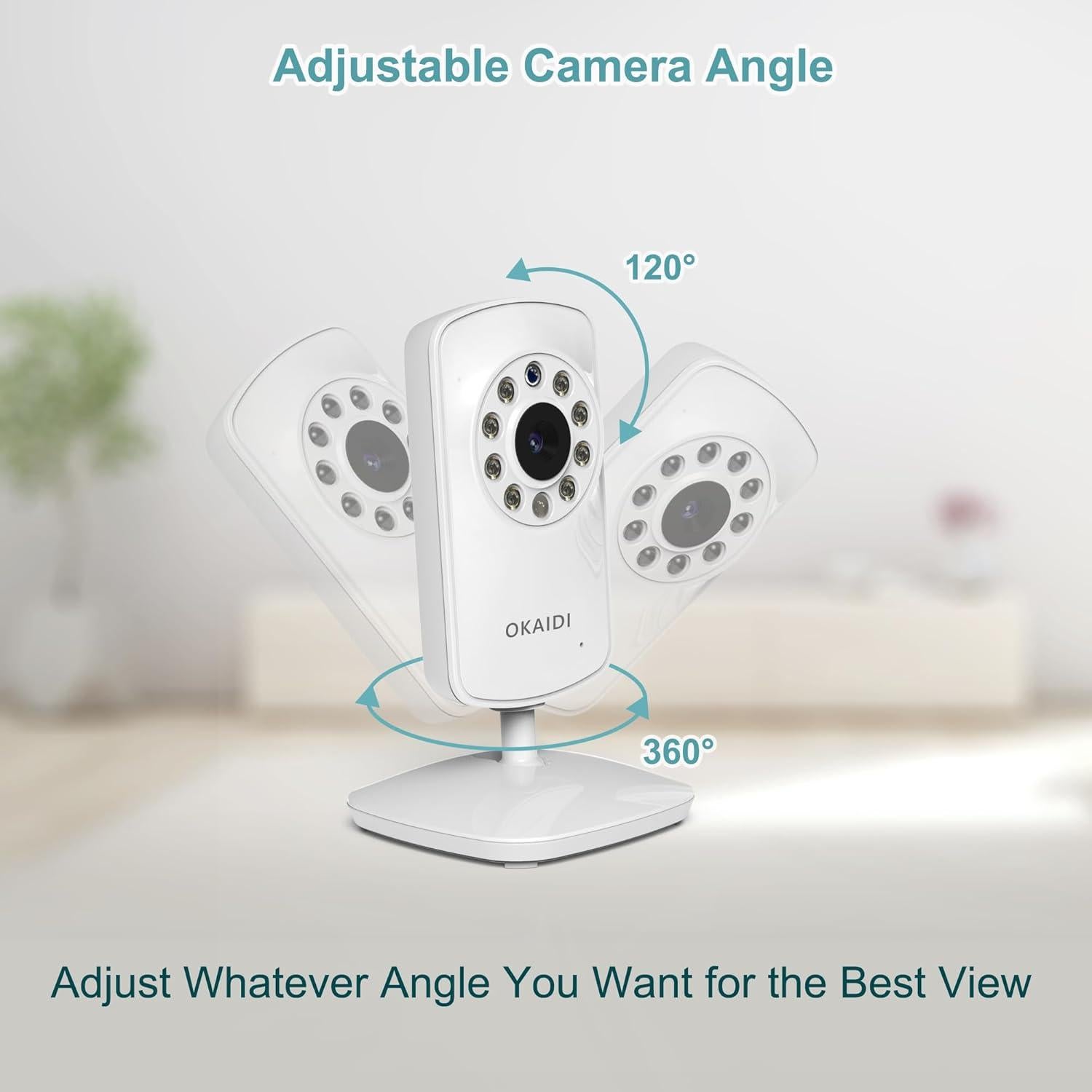 Monitor de bebé OKAIDI con cámara y audio, visión nocturna