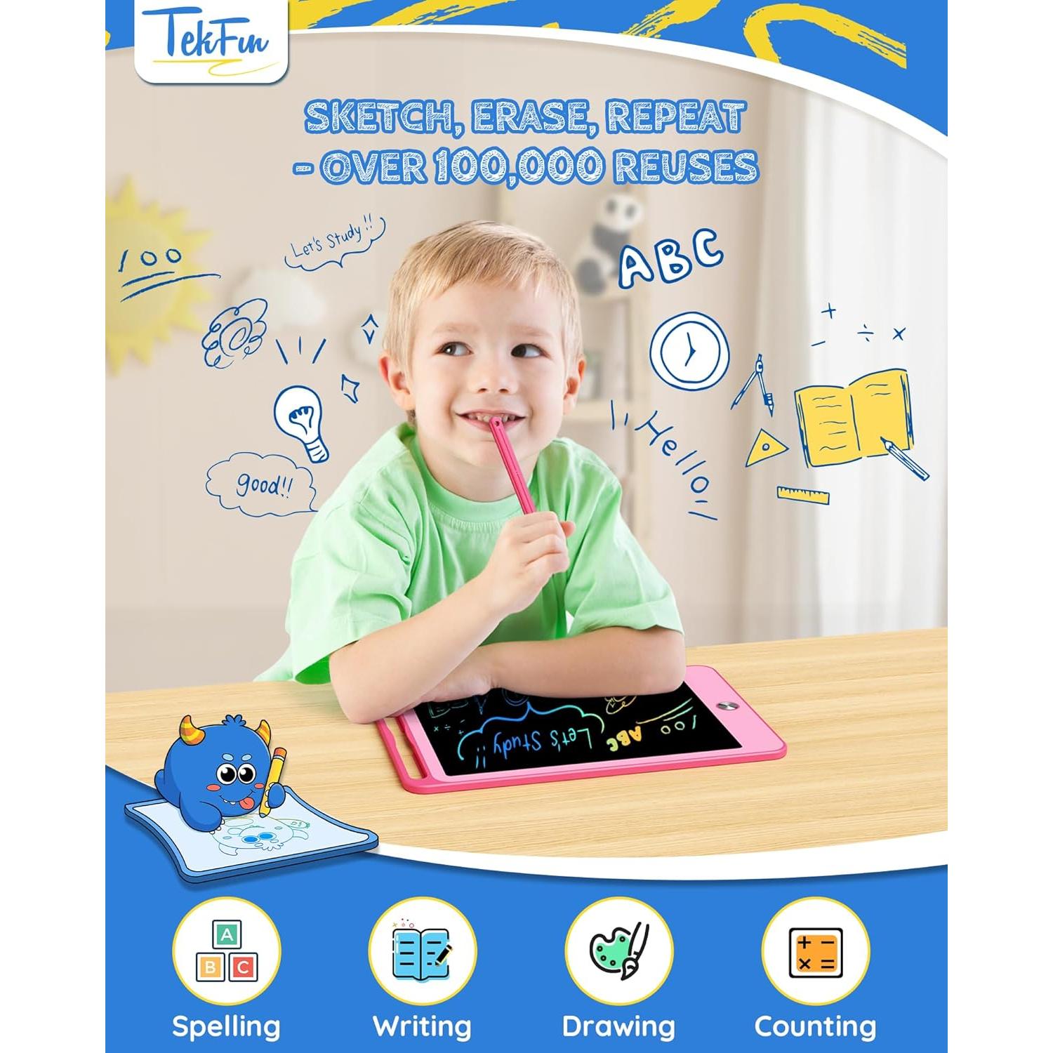 Tableta de Escritura LCD TEKFUN 21.6 cm Rosa para Niños
