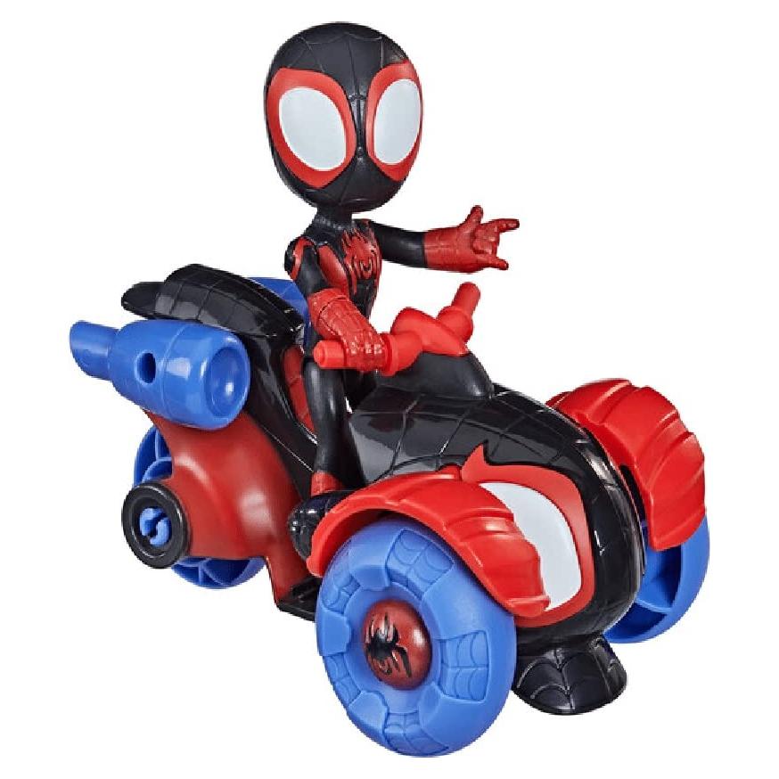 Figura de Acción Marvel Miles Morales y Vehículo Techno-Racer