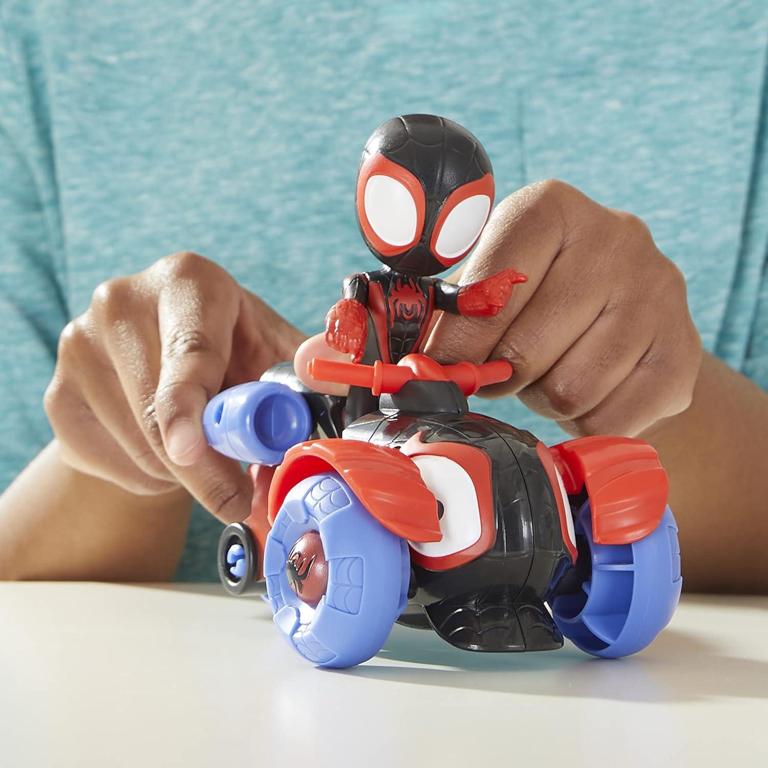 Figura de Acción Marvel Miles Morales y Vehículo Techno-Racer