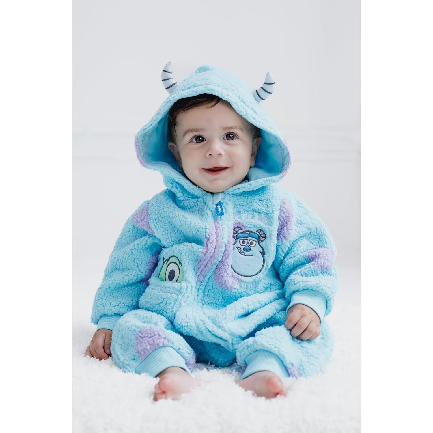 Disney Winnie the Pooh Mickey Mouse Lilo & Stitch Jack Skellington Monsters Inc Baby Zip Up Coverall Newborn to Infant Sizes