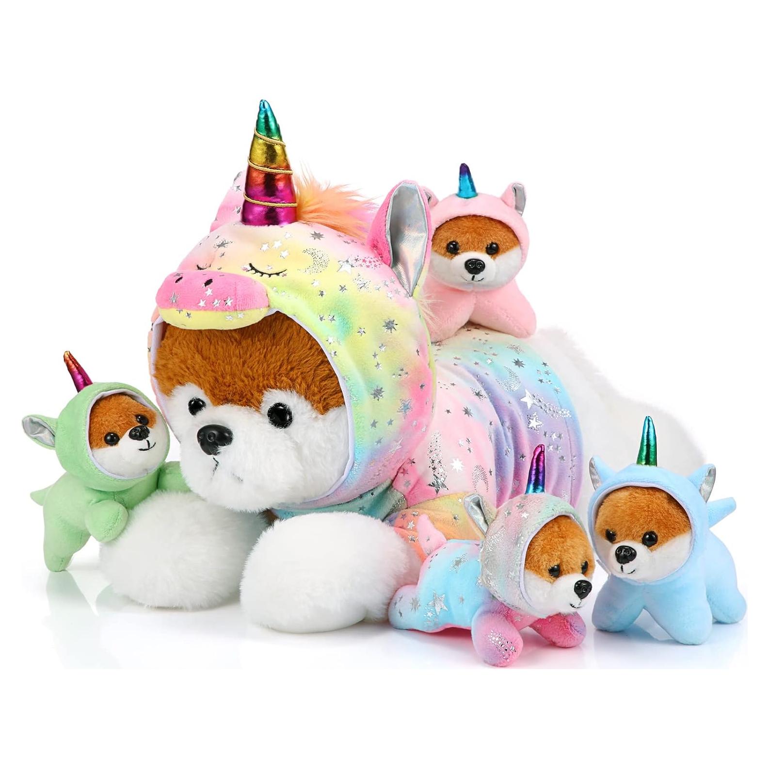Peluches Cachorros Unicornio Skylety 1 Mamá 4 Bebés