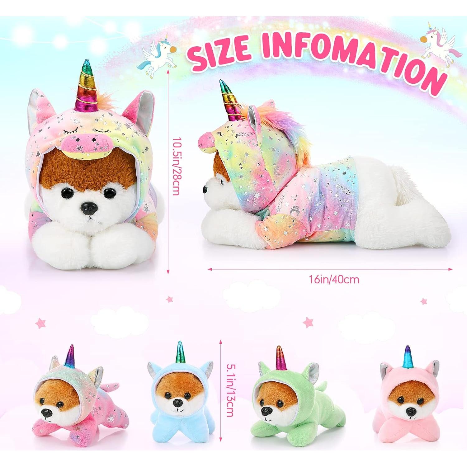 Peluches Cachorros Unicornio Skylety 1 Mamá 4 Bebés