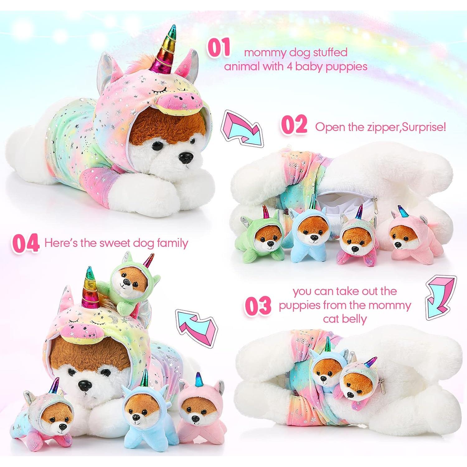 Peluches Cachorros Unicornio Skylety 1 Mamá 4 Bebés