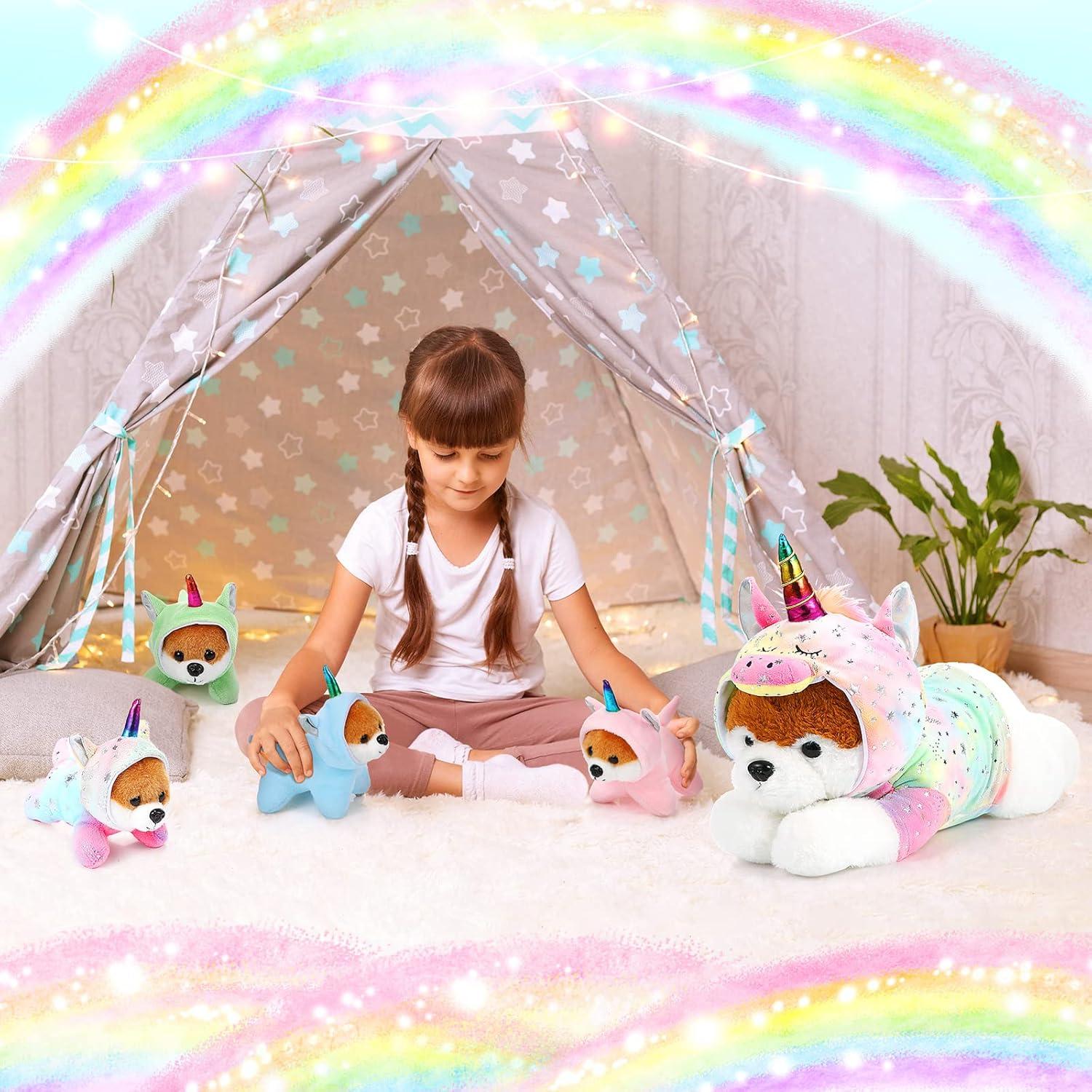 Peluches Cachorros Unicornio Skylety 1 Mamá 4 Bebés