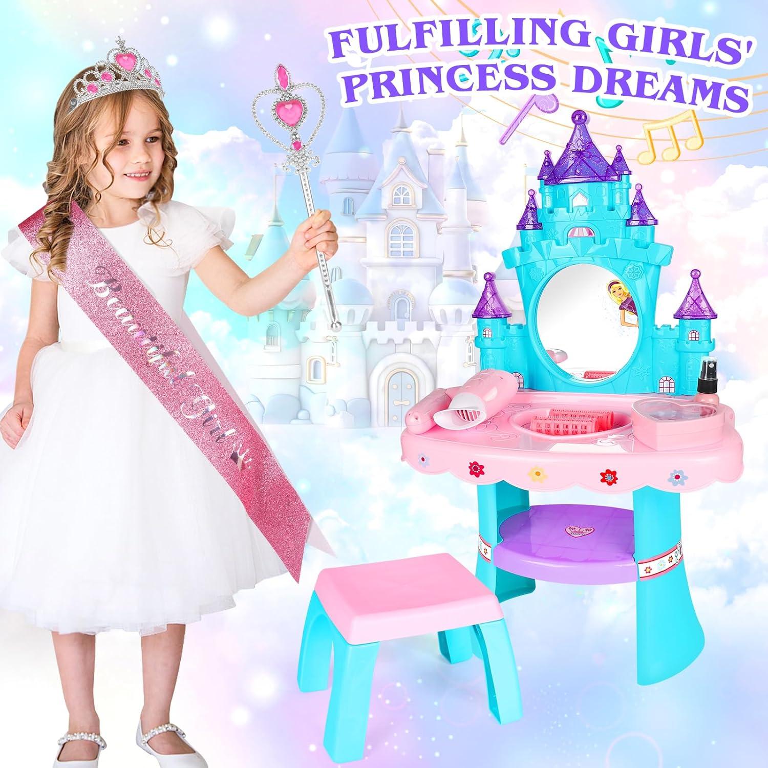 Conjunto de Mesa y Silla EULRGAUS con Espejo y Luz 1.60 kg