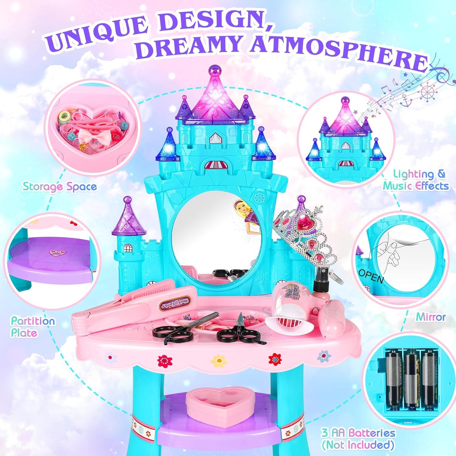 Conjunto de Mesa y Silla EULRGAUS con Espejo y Luz 1.60 kg