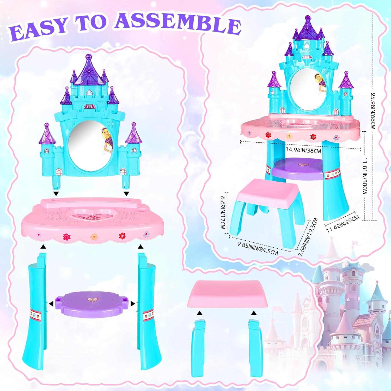 Conjunto de Mesa y Silla EULRGAUS con Espejo y Luz 1.60 kg