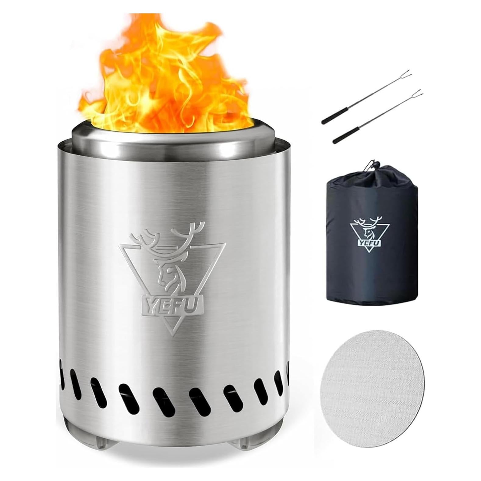 Hoguera de Mesa YEFU 18 cm Acero Inoxidable para Camping