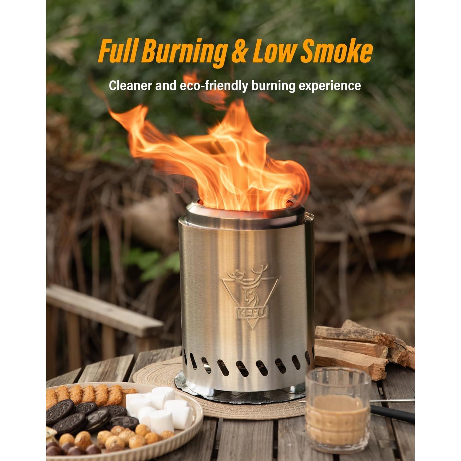 Hoguera de Mesa YEFU 18 cm Acero Inoxidable para Camping