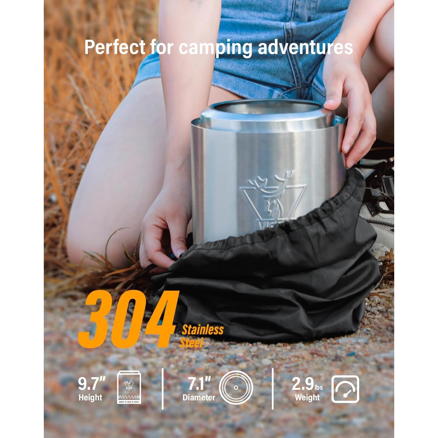 Hoguera de Mesa YEFU 18 cm Acero Inoxidable para Camping