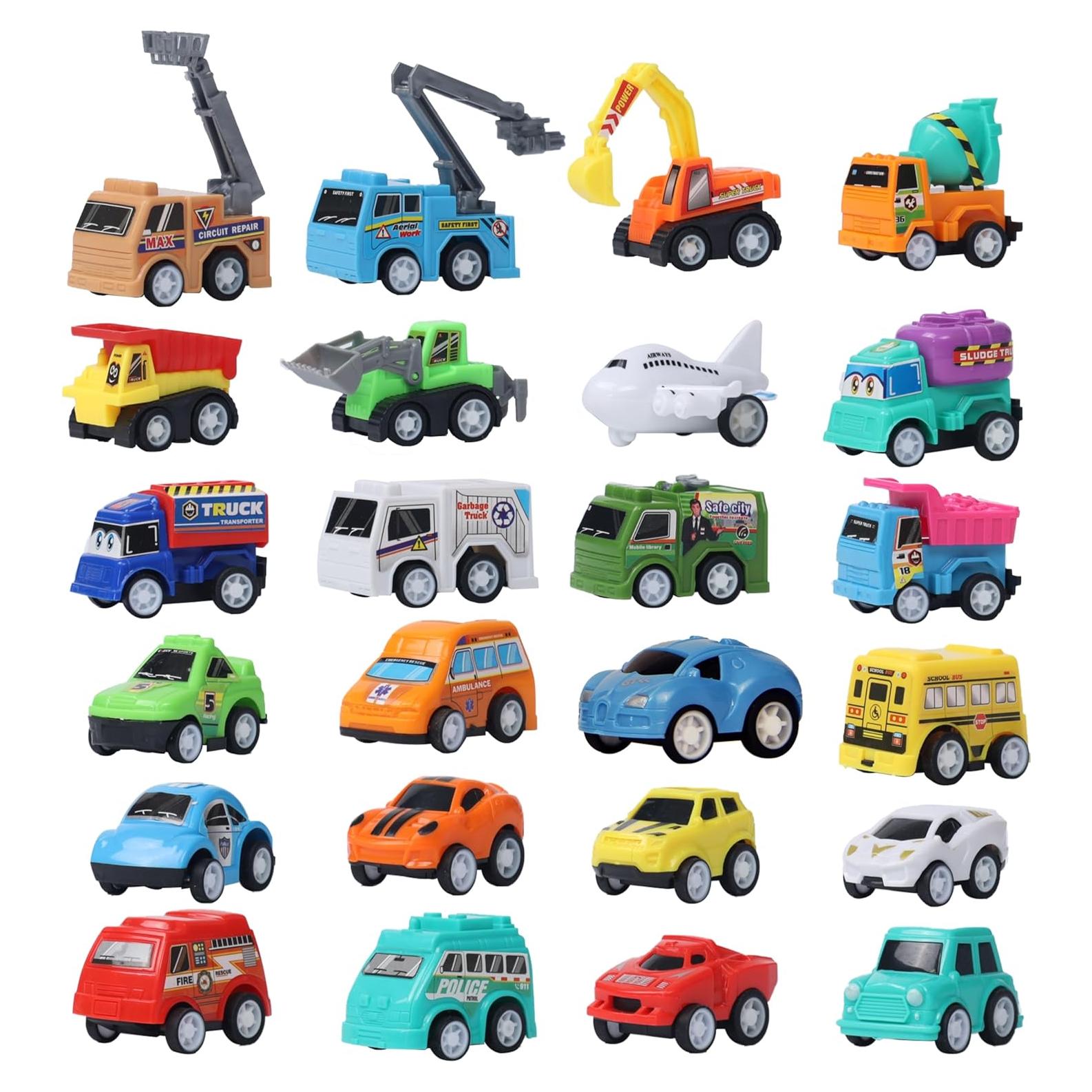 Juegoal Set 24 Coches y Camiones de Resorte para Niños