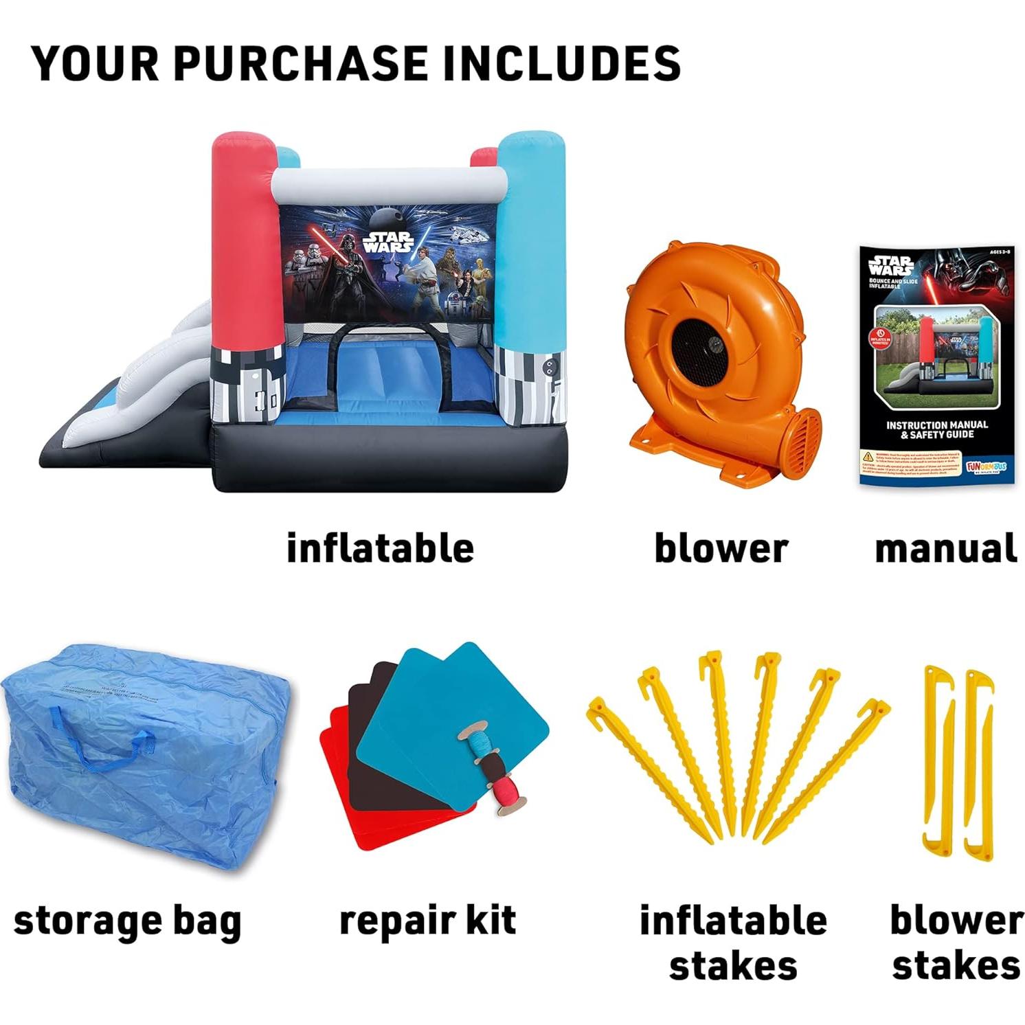 Castillo Inflable Star Wars con Tobogán y Sable de Luz