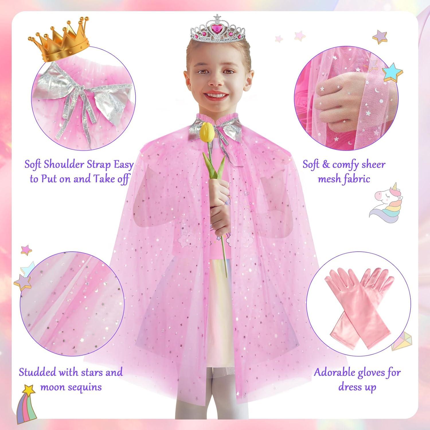 Vestido de Princesa Tlooe para Niña 3 a 8 Años Rosa