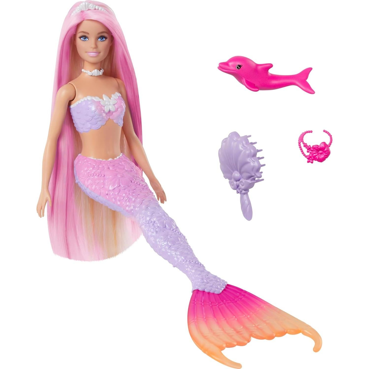 Muñeca Sirena Barbie Malibú con Cambio de Color y Accesorios