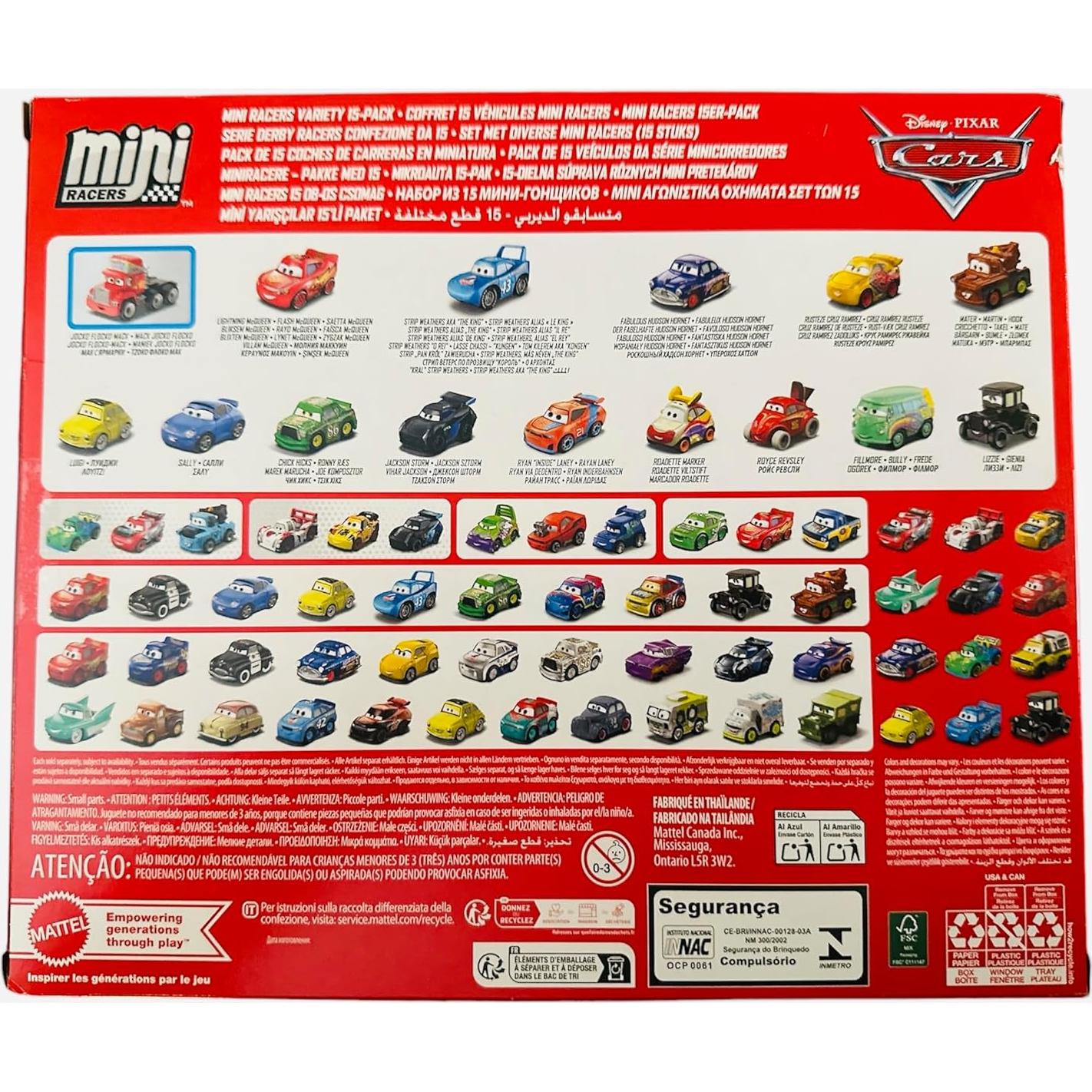Mini Racers Disney Cars Mattel Paquete de 15 Vehículos