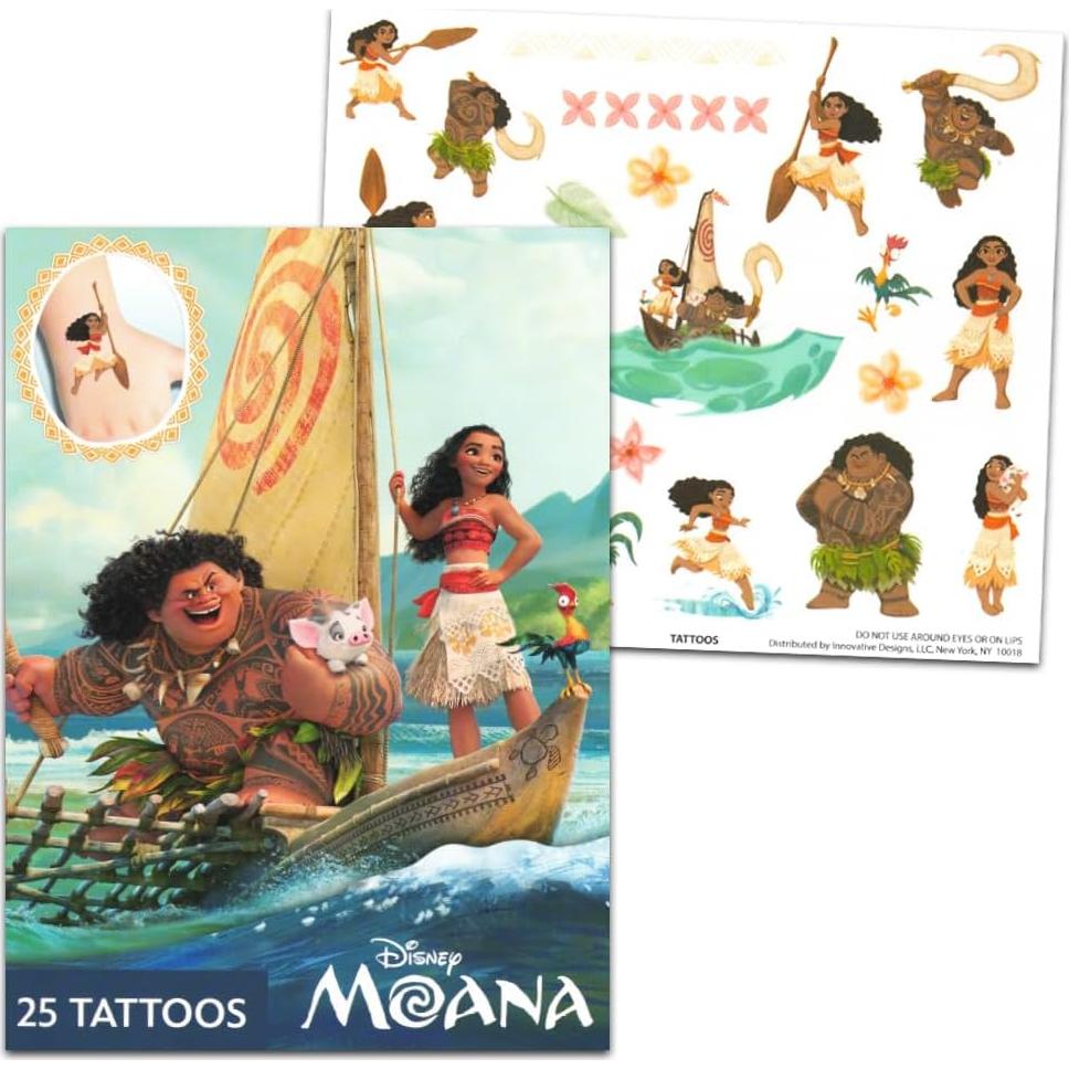 Conjunto de Tatuajes Temporales Disney Moana - 50 Diseños