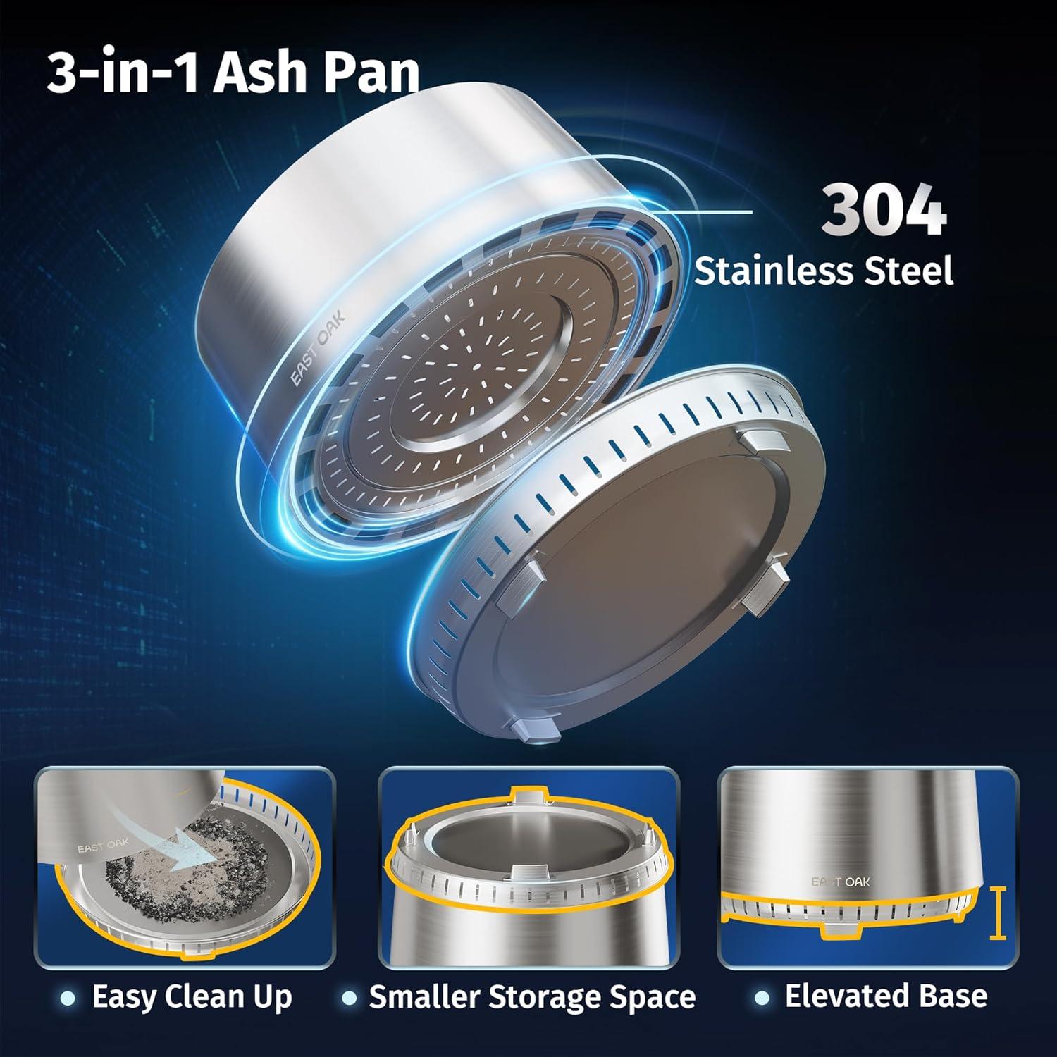 Hoguera Sin Humo EAST OAK Fuoco 54 cm Acero Inoxidable