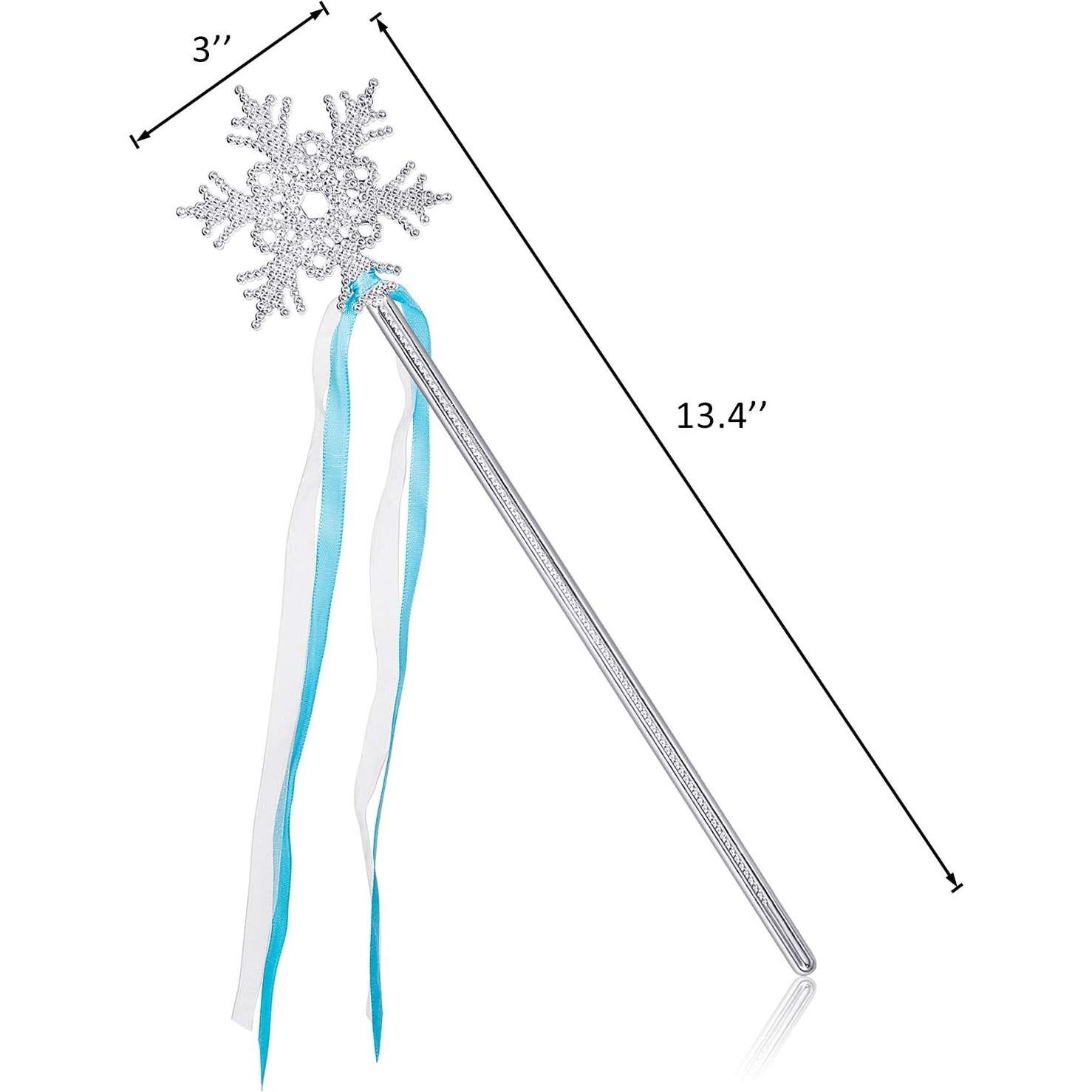 12 Varitas de Copo de Nieve Plateadas para Disfraz de Princesa