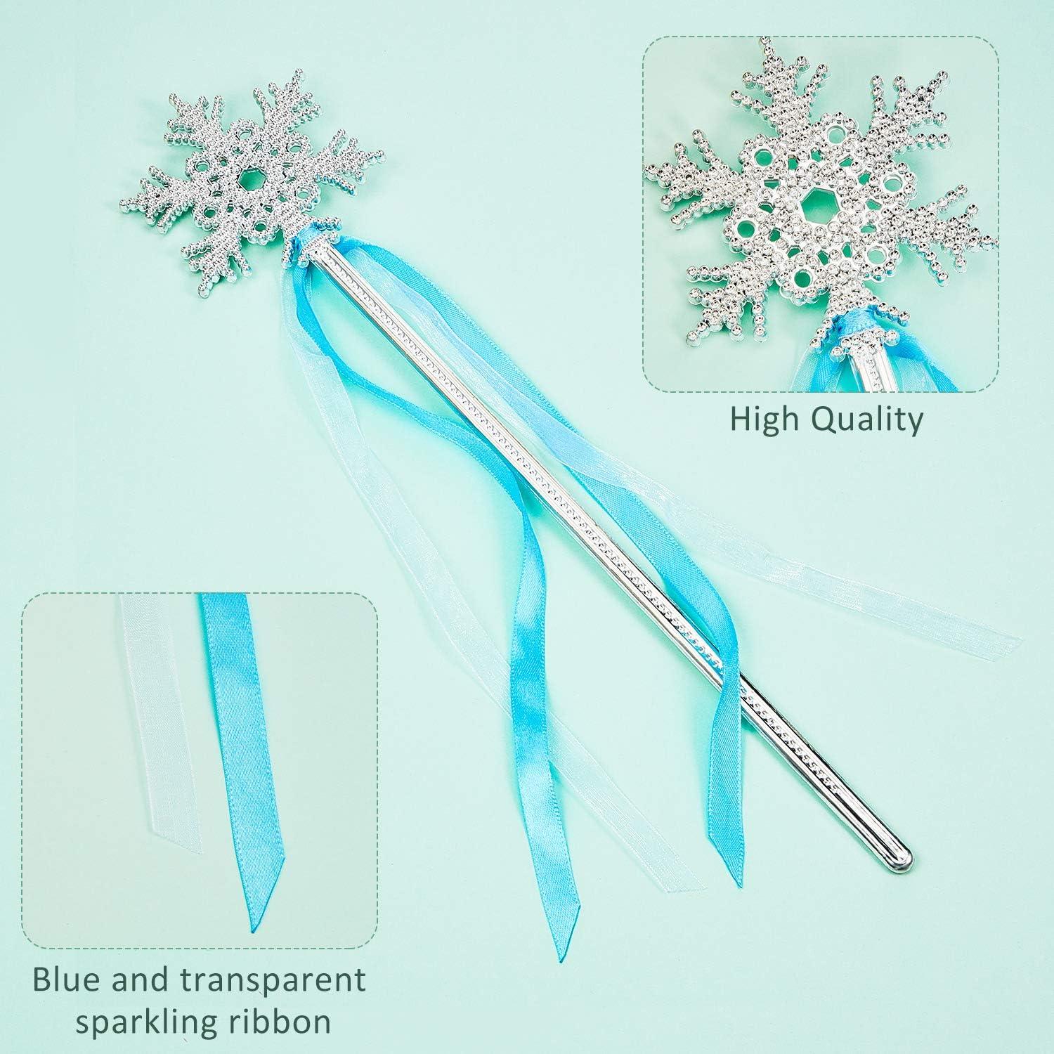 12 Varitas de Copo de Nieve Plateadas para Disfraz de Princesa